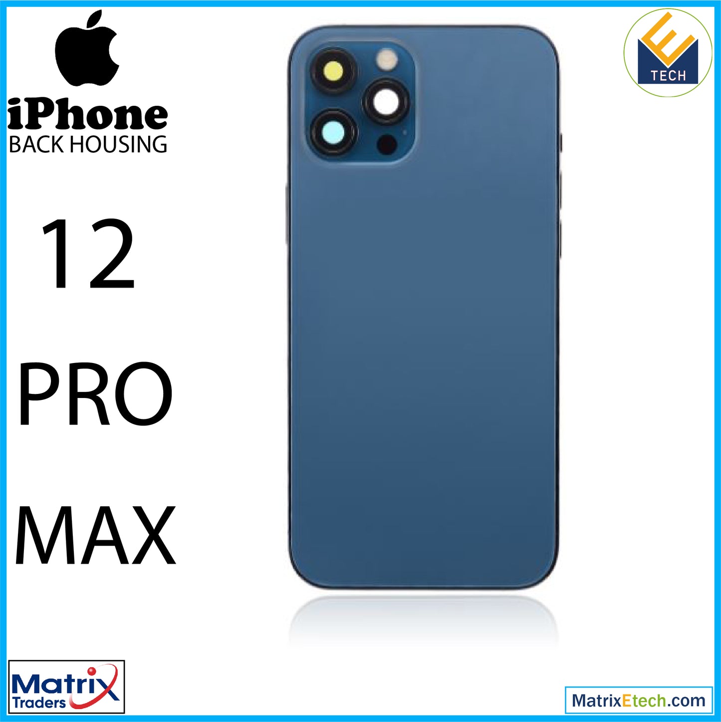 iPhone 12 Pro Max Back Housing W Small (US Version) (Pacific Blue)