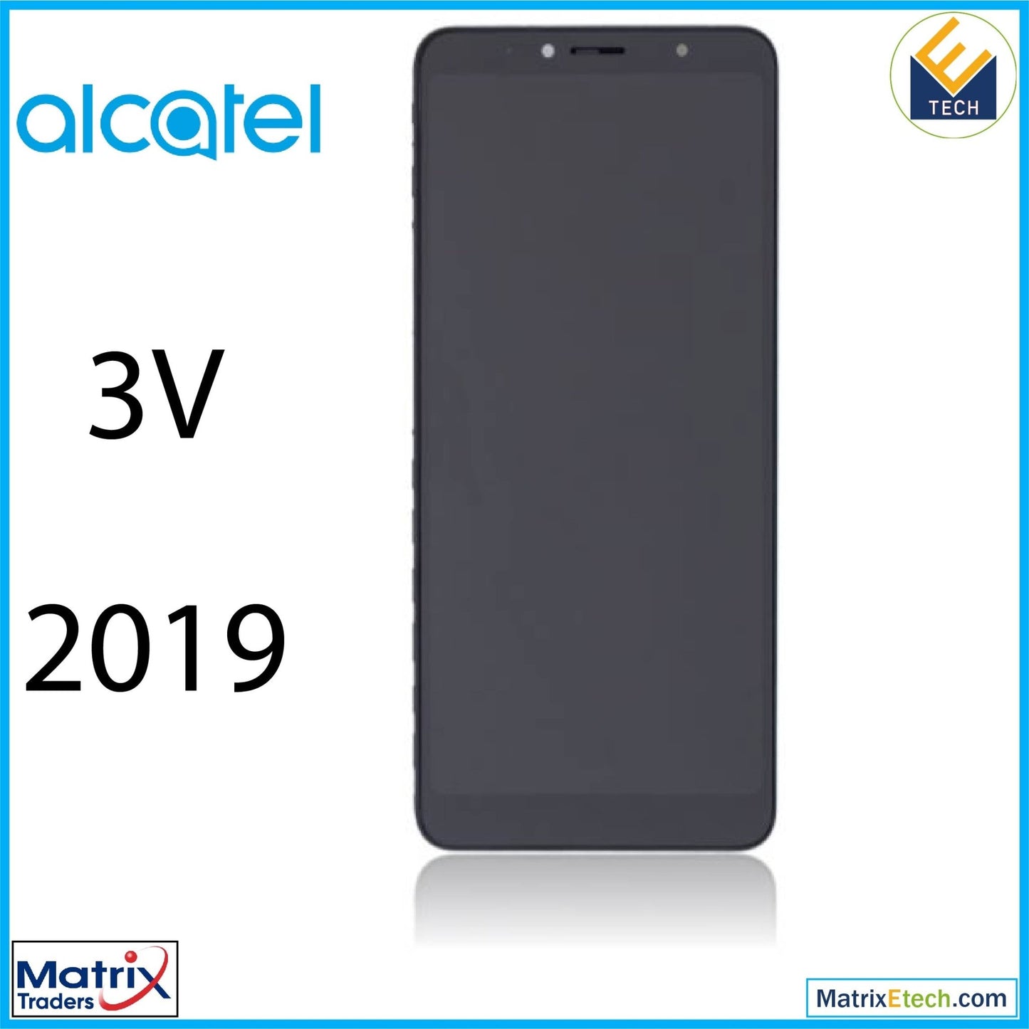 Alcatel 3V (5032 2019) LCD Assembly With Frame (Refurbished) (Elegant Black) - Matrix Traders