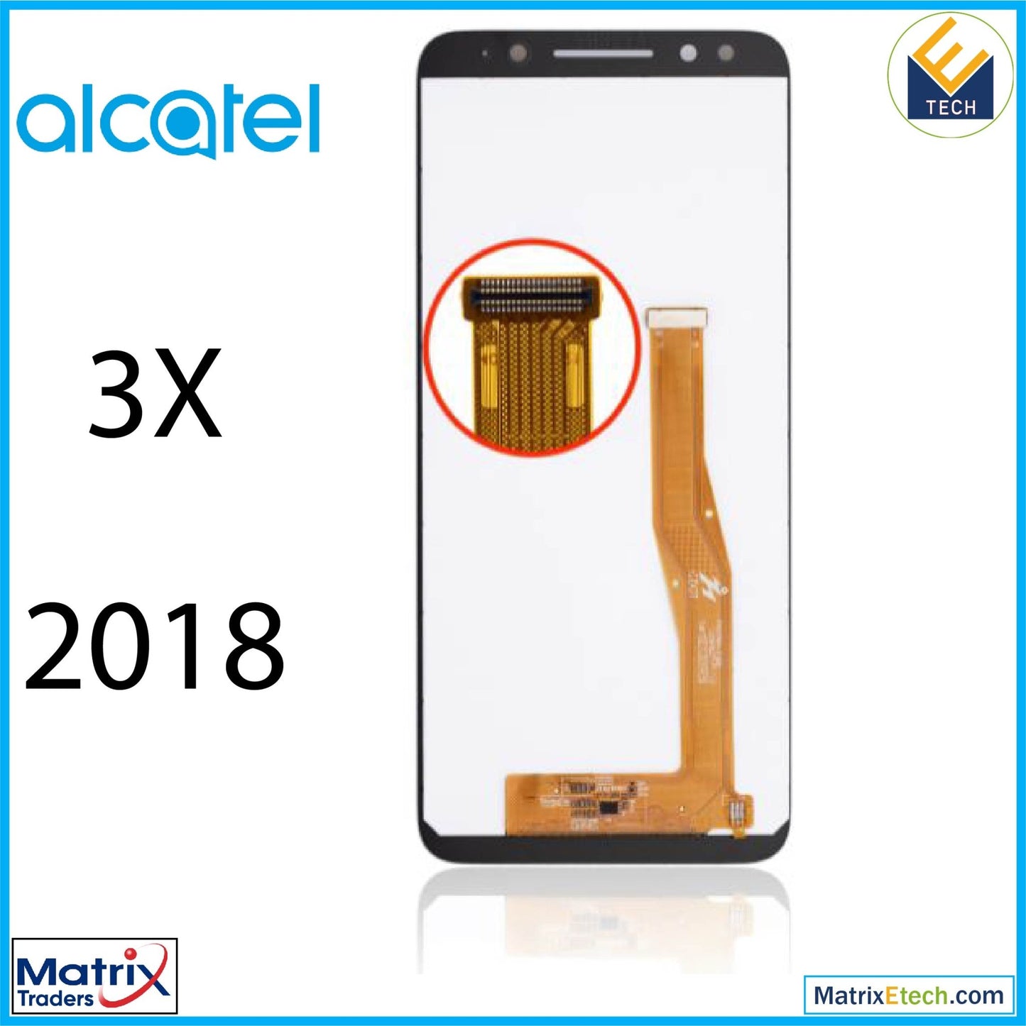 Alcatel 3x (5058 2018) LCD Assembly Without Frame (Refurbished) (All Colors) - Matrix Traders