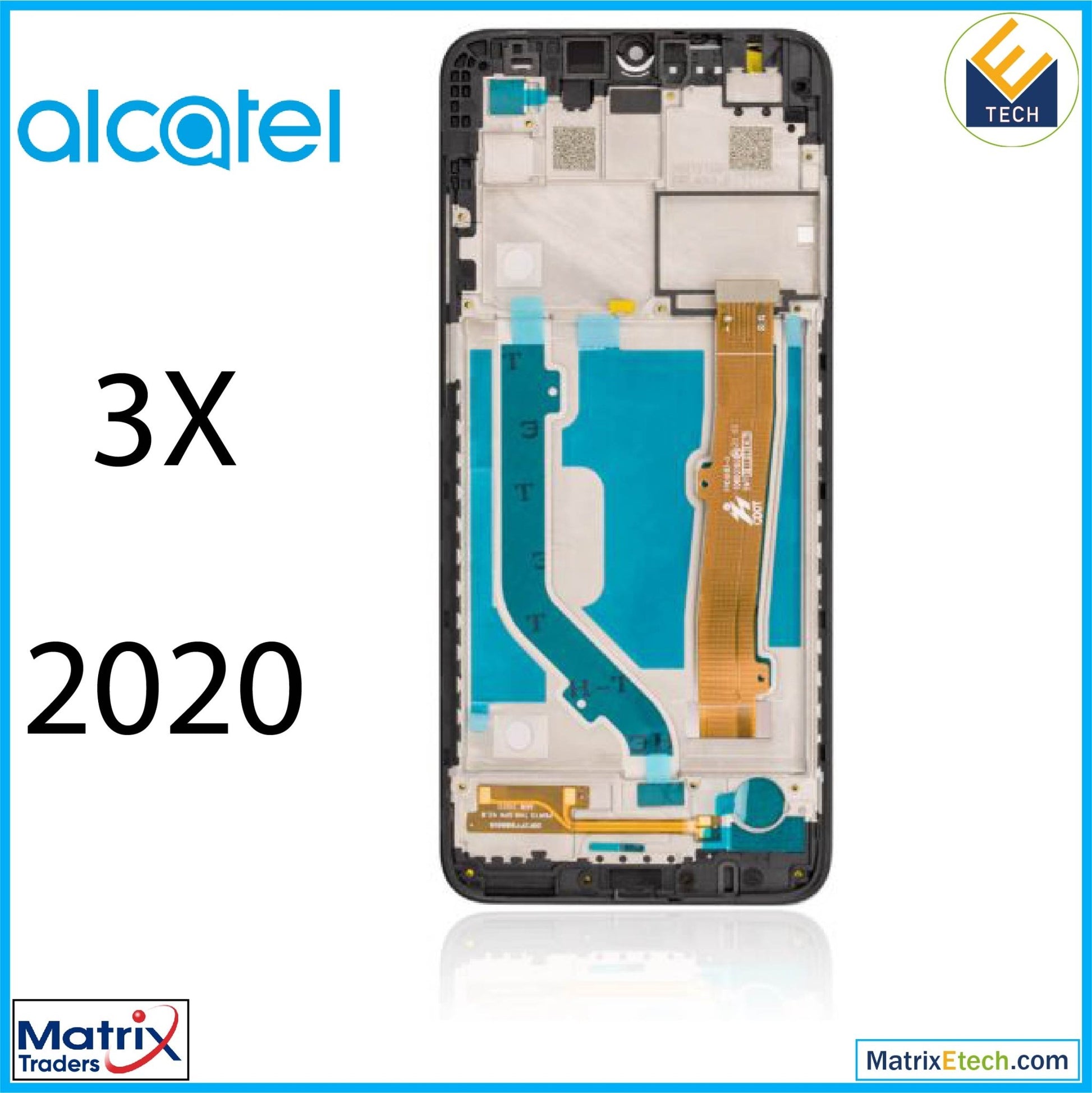 Alcatel 3X (5061 2020) LCD Assembly With Frame (Refurbished) (Black) - Matrix Traders