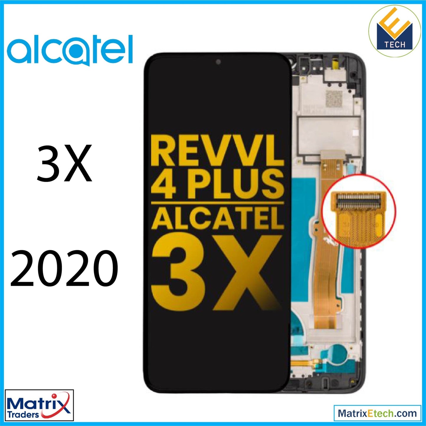 Alcatel 3X (5061 2020) LCD Assembly With Frame (Refurbished) (Black) - Matrix Traders