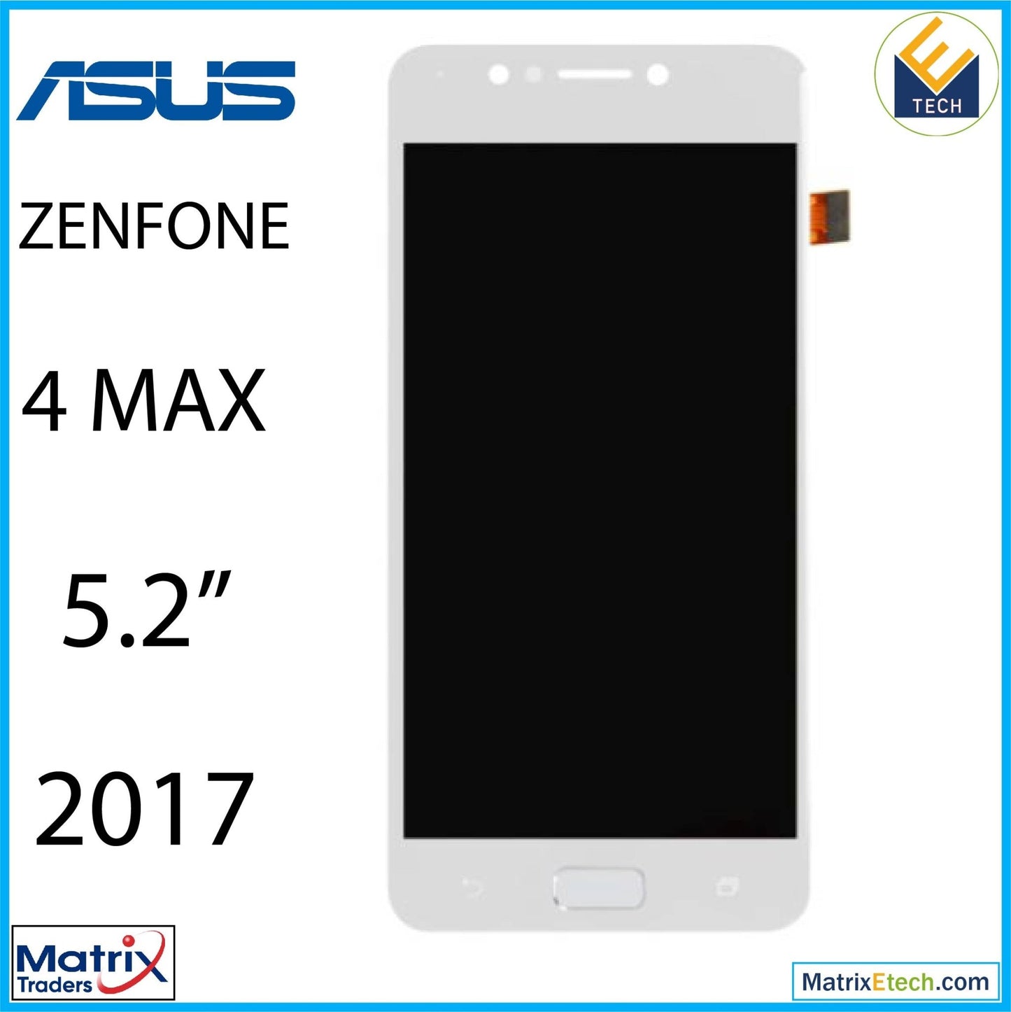 Asus ZenFone 4 Max 5.2 (ZC520KL 2017) LCD Assembly With Frame (Refurbished) (White) - Matrix Traders