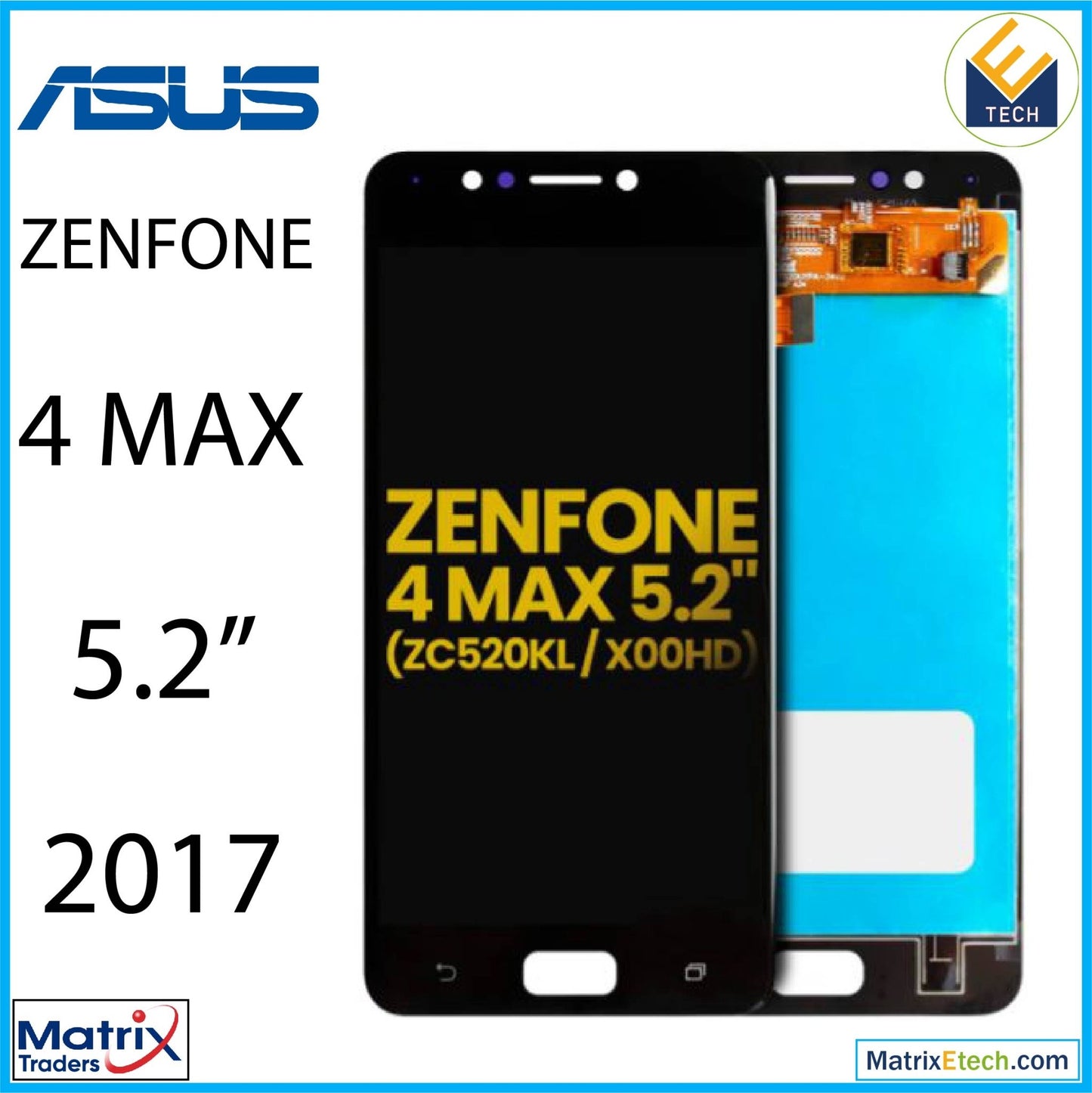 Asus ZenFone 4 Max 5.2 (ZC520KL 2017) LCD Assembly Without Frame (Refurbished) (Black) - Matrix Traders