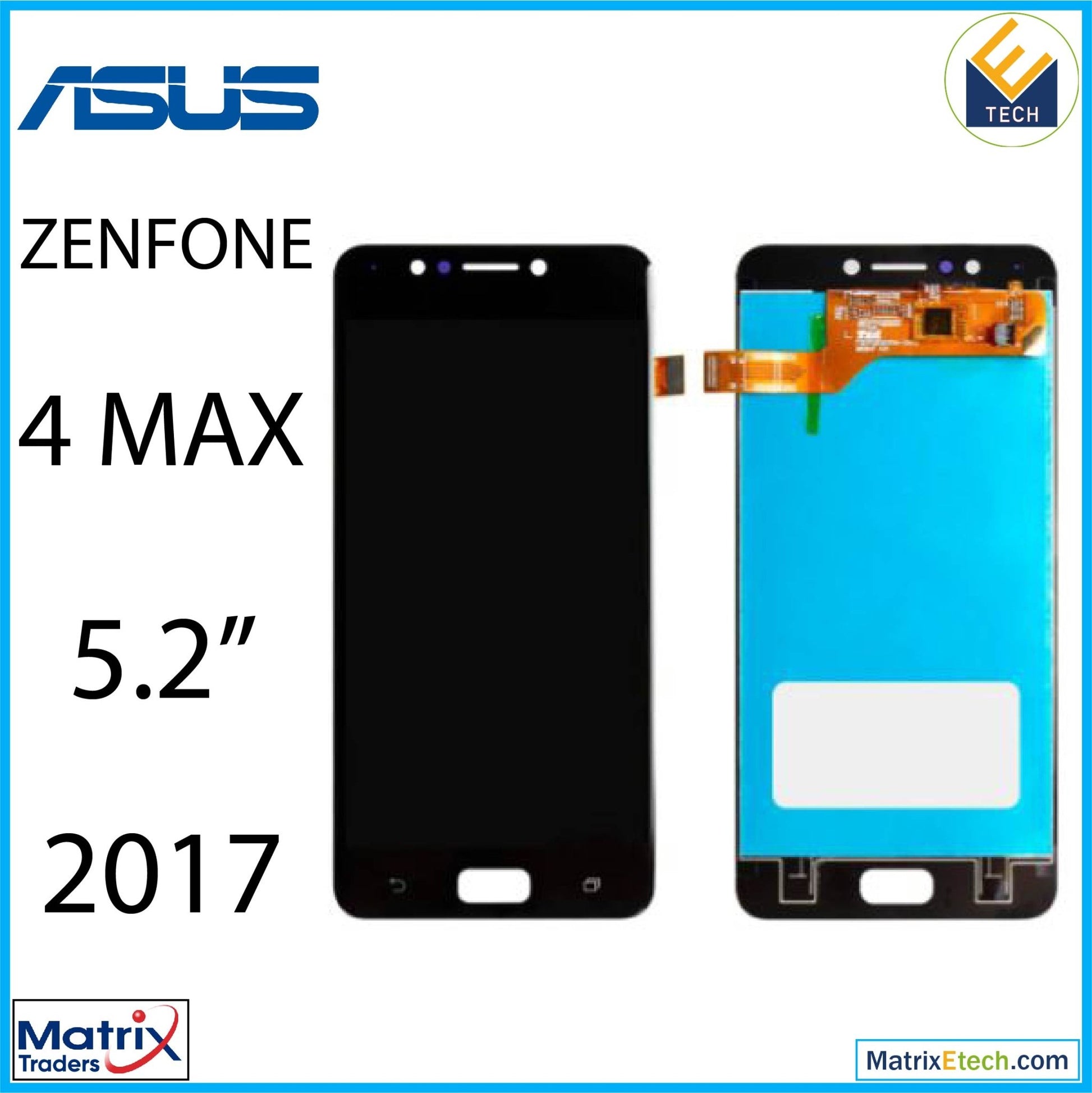 Asus ZenFone 4 Max 5.2 (ZC520KL 2017) LCD Assembly Without Frame (Refurbished) (Black) - Matrix Traders