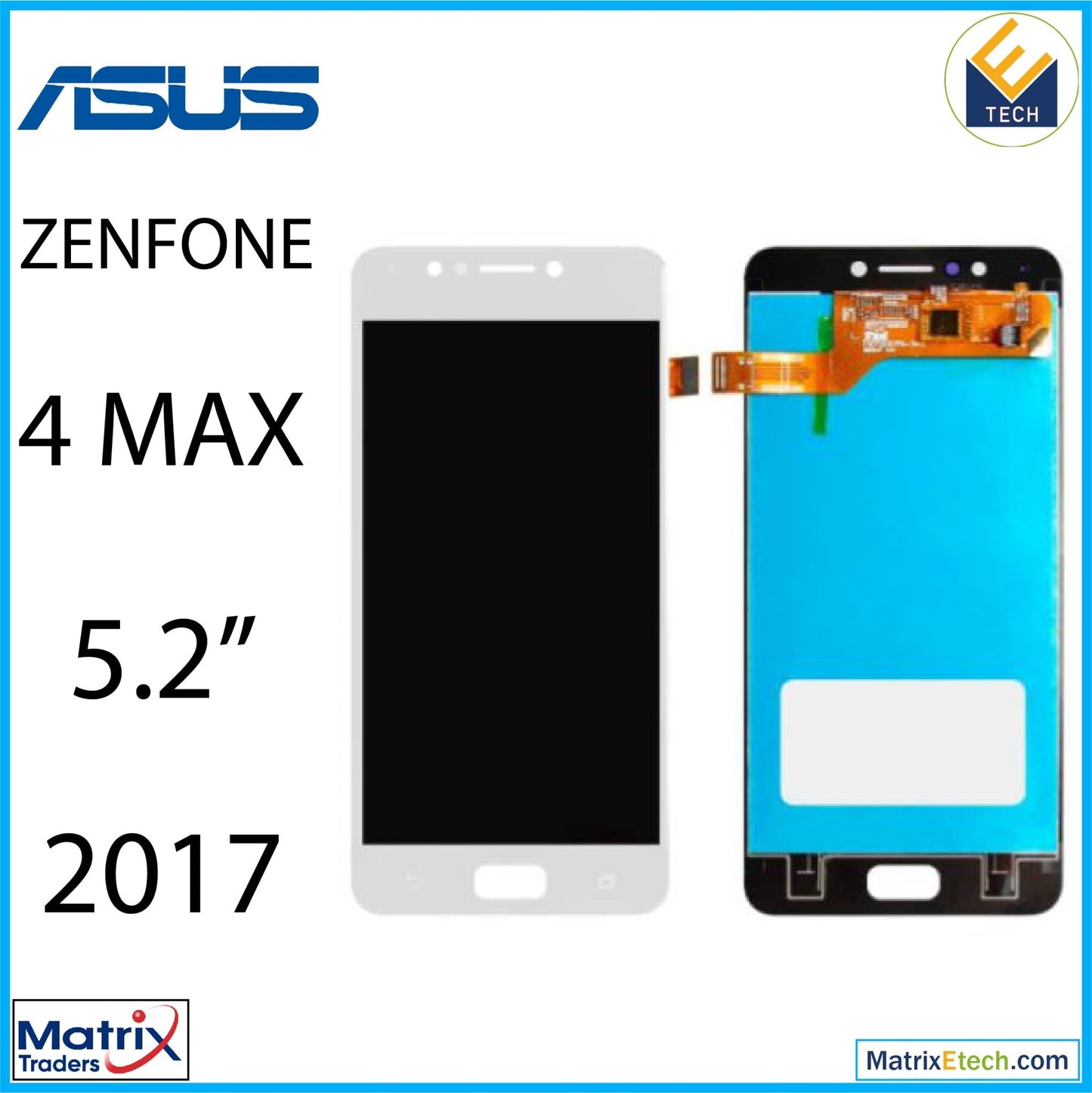 Asus ZenFone 4 Max 5.2 (ZC520KL 2017) LCD Assembly Without Frame (Refurbished) (White) - Matrix Traders