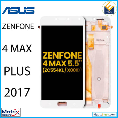 Asus ZenFone 4 Max Plus (ZC554KL 2017) LCD Assembly With Frame (Refurbished) (White) - Matrix Traders