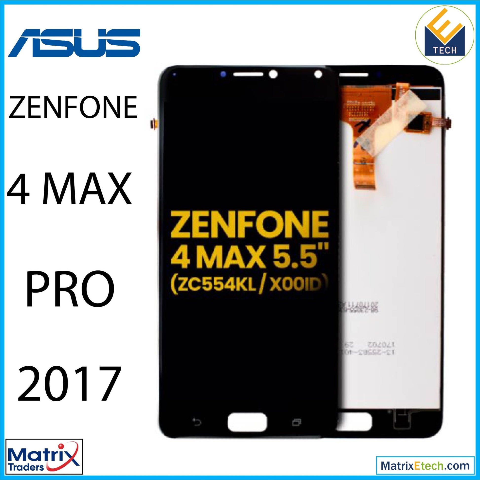 Asus ZenFone 4 Max Pro (ZC554KL 2017) LCD Assembly Without Frame (Refurbished) (Black) - Matrix Traders