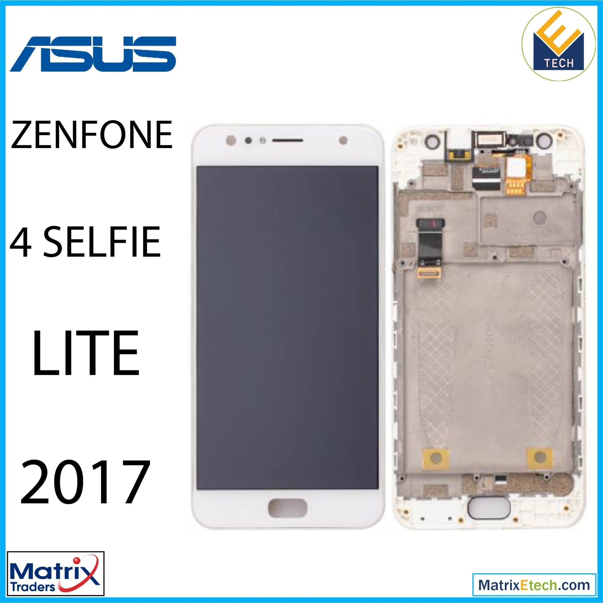 Asus ZenFone 4 Selfie Lite (ZB553KL 2017) LCD Assembly With Frame (Refurbished) (White) - Matrix Traders