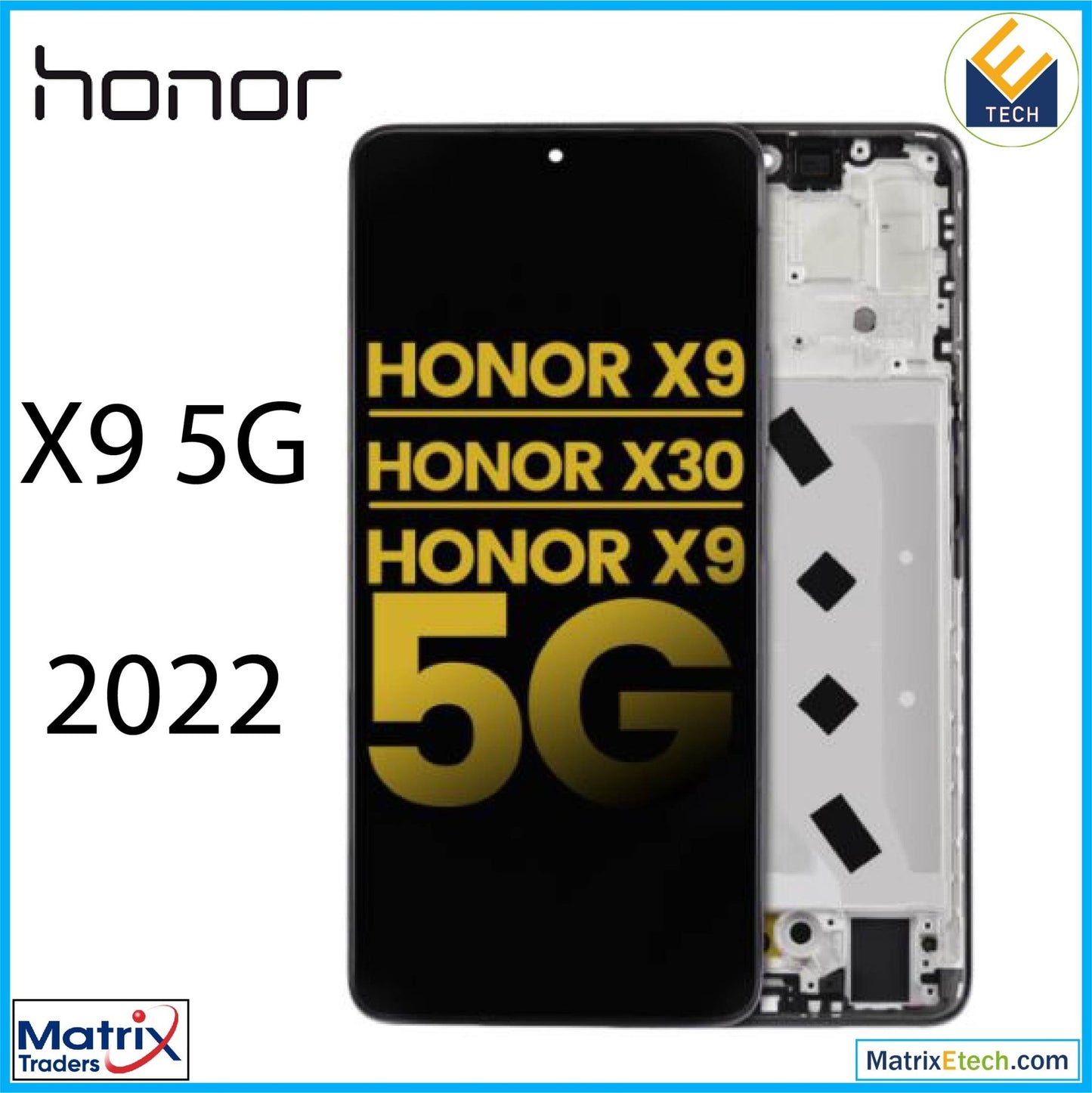 Honor X9 5G (2022) LCD Assembly With Frame (Refurbished) (Midnight Black) - Matrix Traders