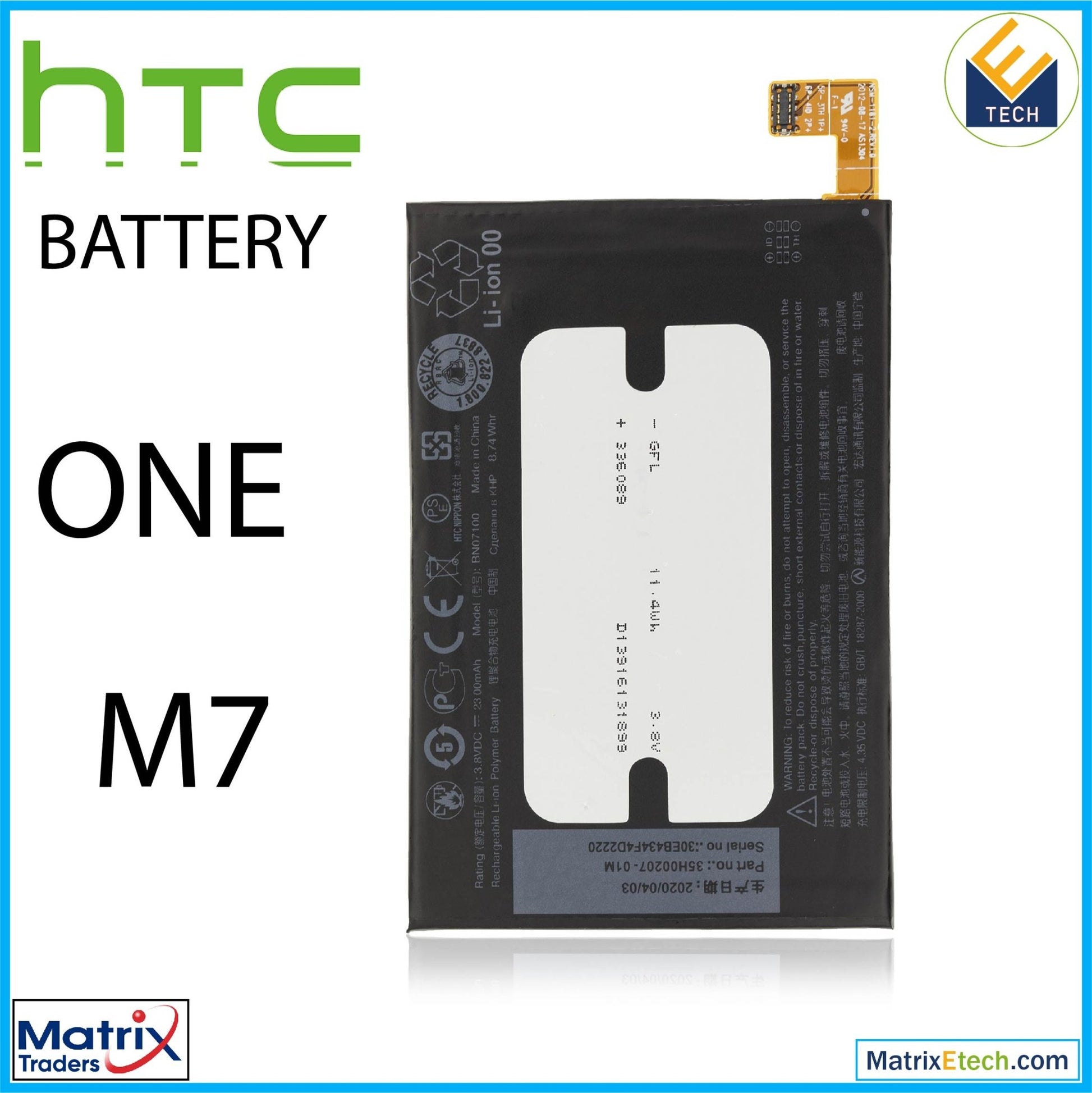 HTC One M7 Replacement Battery (BN07100) (Normal) - Matrix Traders