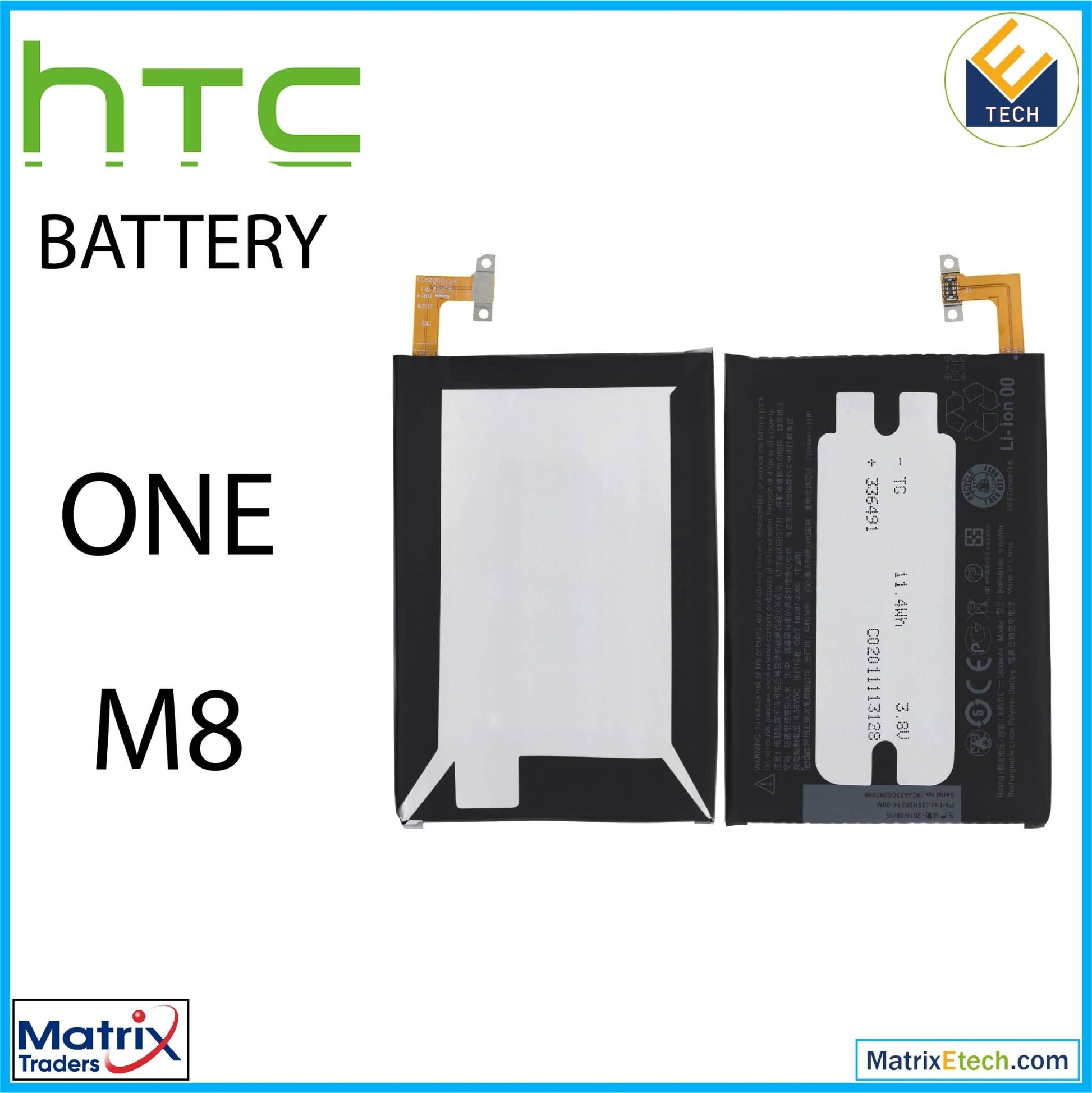 HTC One M8 Replacement Battery (B0P6B100) (Normal) - Matrix Traders