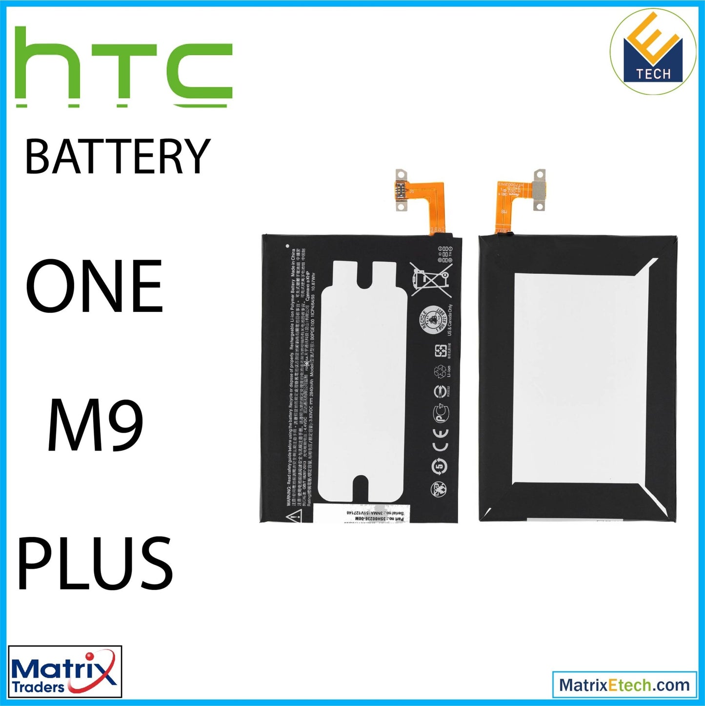 HTC One M9 Plus Replacement Battery (B0PGE100) (Normal) - Matrix Traders