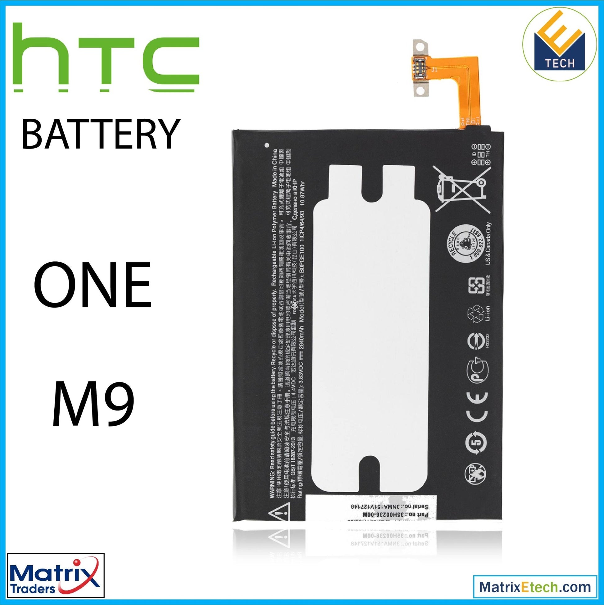 HTC One M9 Replacement Battery (B0PGE100) (Normal) - Matrix Traders