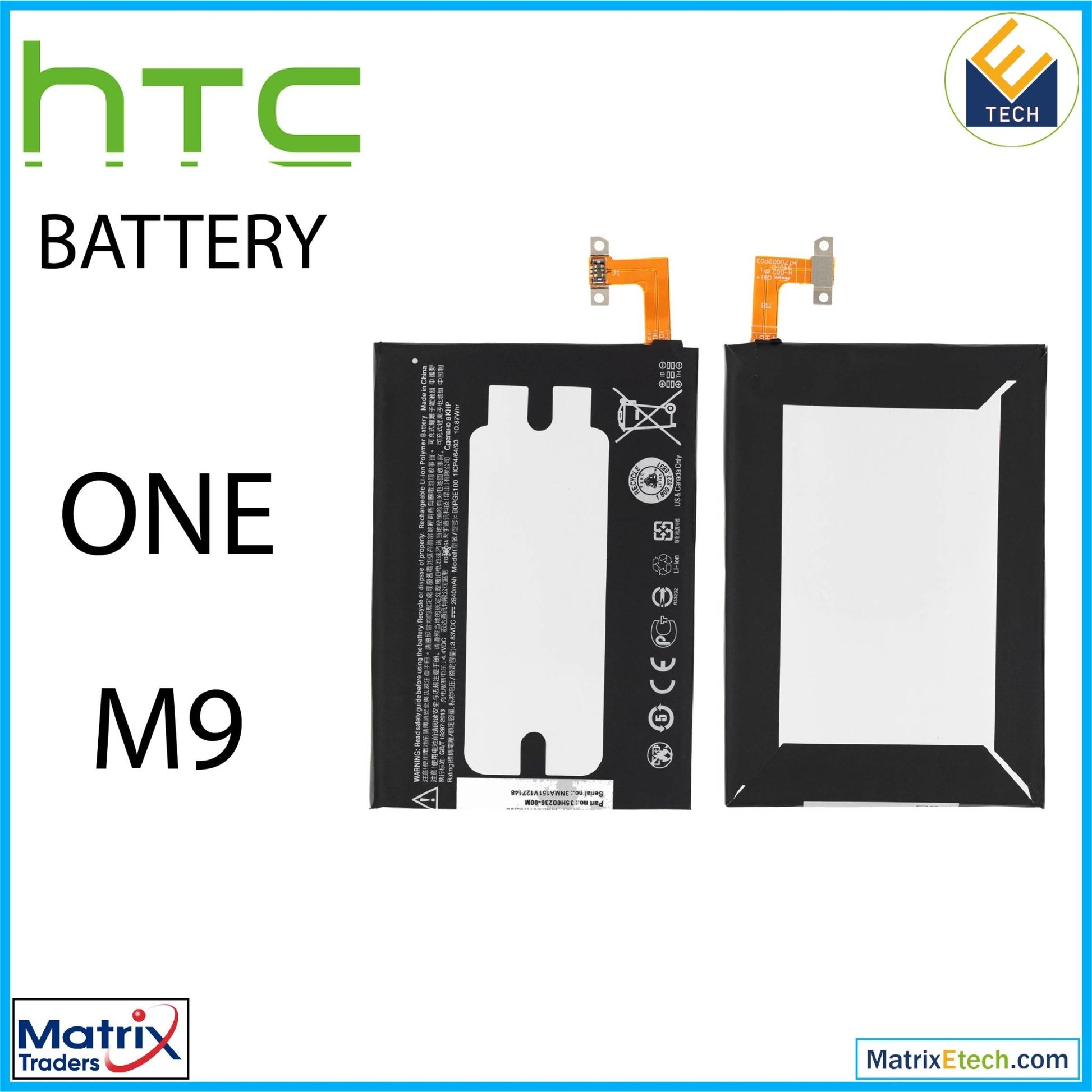 HTC One M9 Replacement Battery (B0PGE100) (Normal) - Matrix Traders