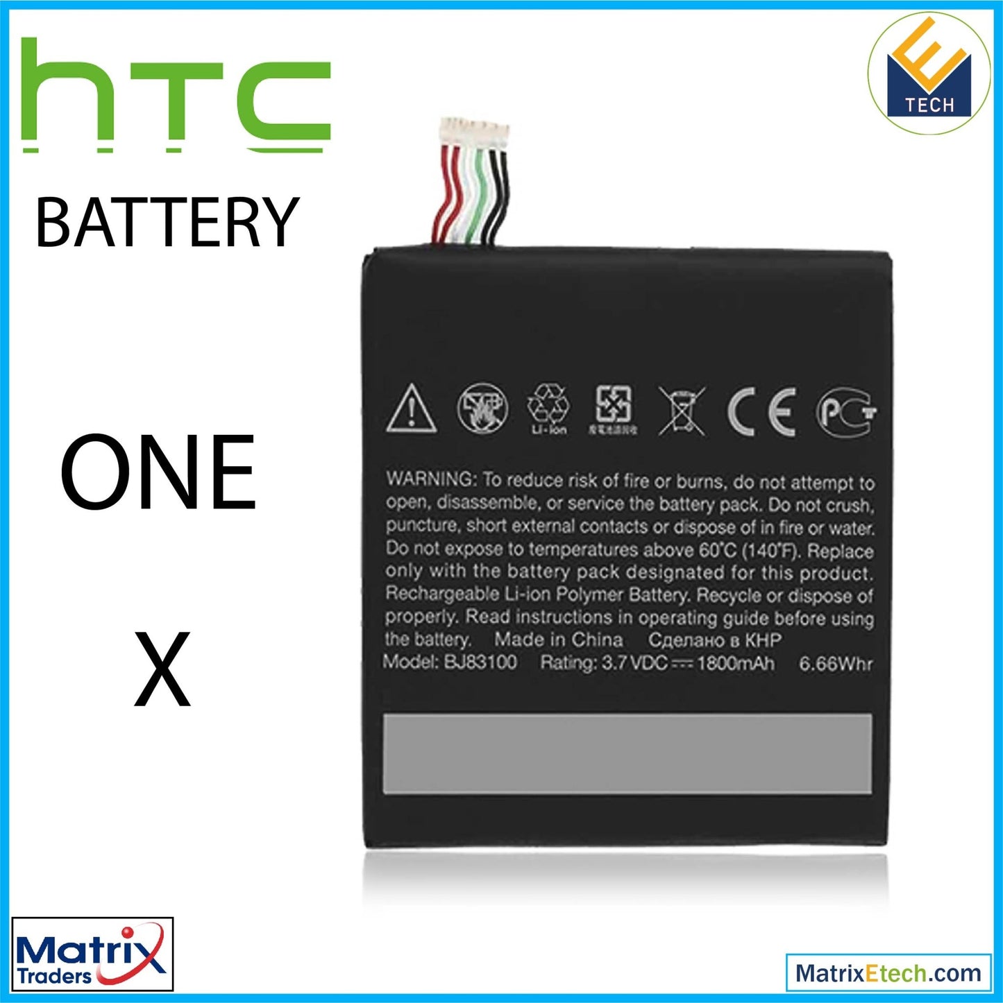 HTC One X Replacement Battery (BJ83100) (Normal) - Matrix Traders