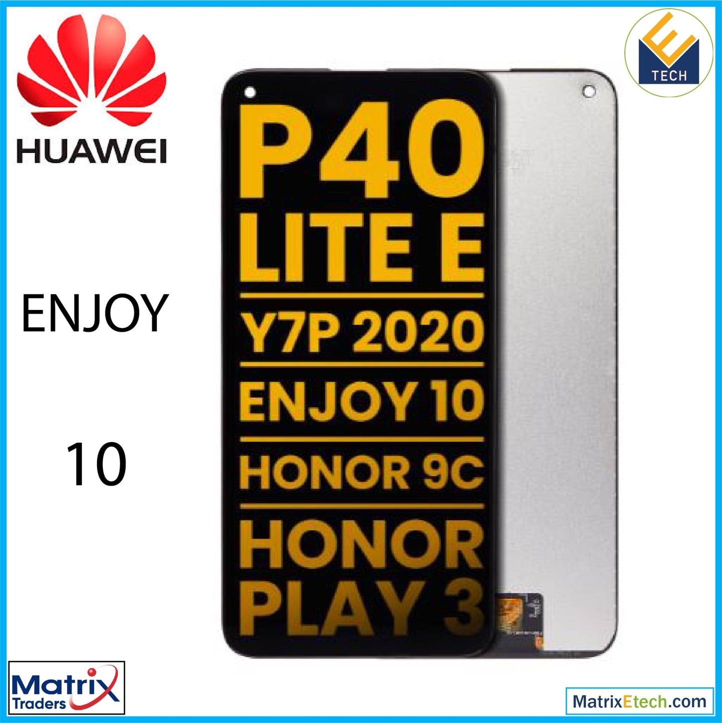 Huawei Enjoy 10 LCD Assembly Without Frame (Refurbished) (All Colors) - Matrix Traders