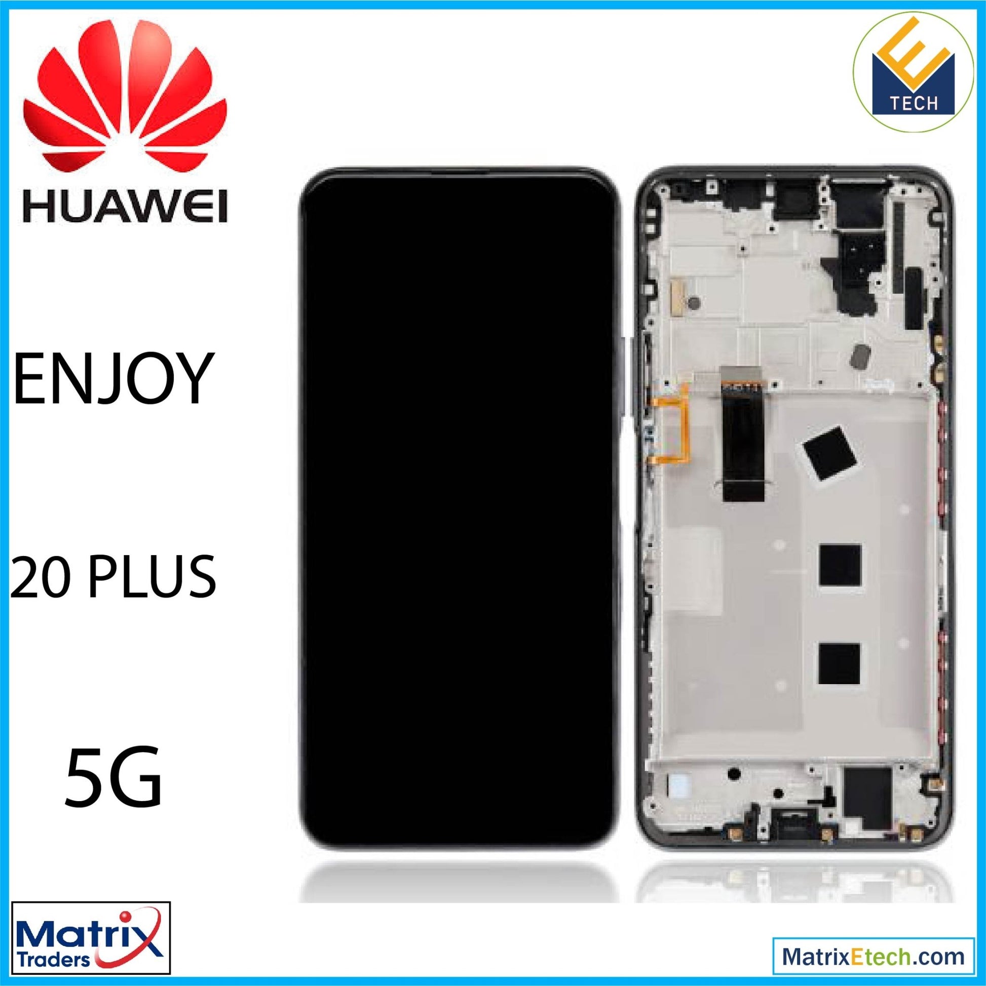 Huawei Enjoy 20 Plus 5G LCD Assembly With Frame (Refurbished) (Black) - Matrix Traders