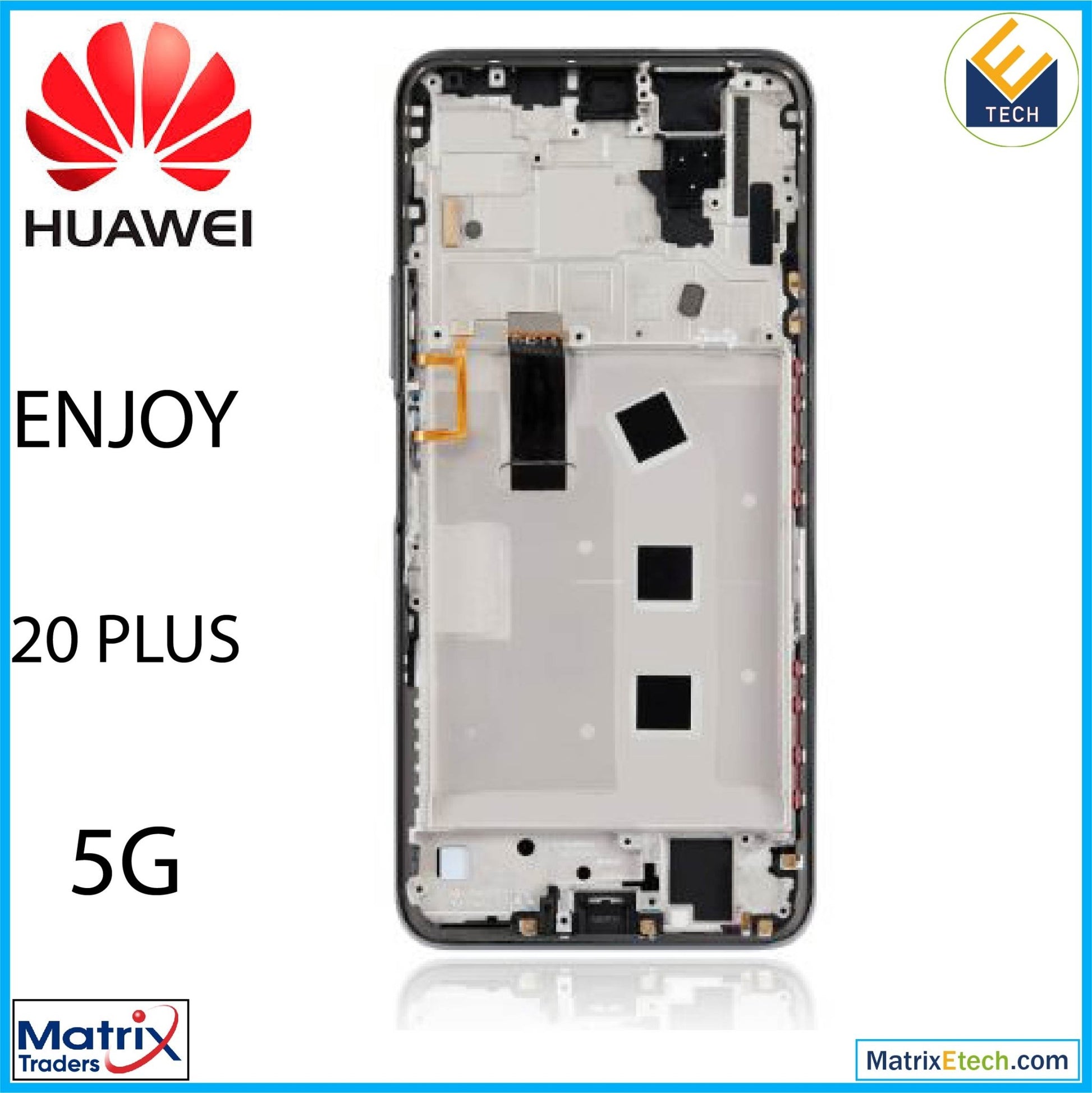 Huawei Enjoy 20 Plus 5G LCD Assembly With Frame (Refurbished) (Black) - Matrix Traders