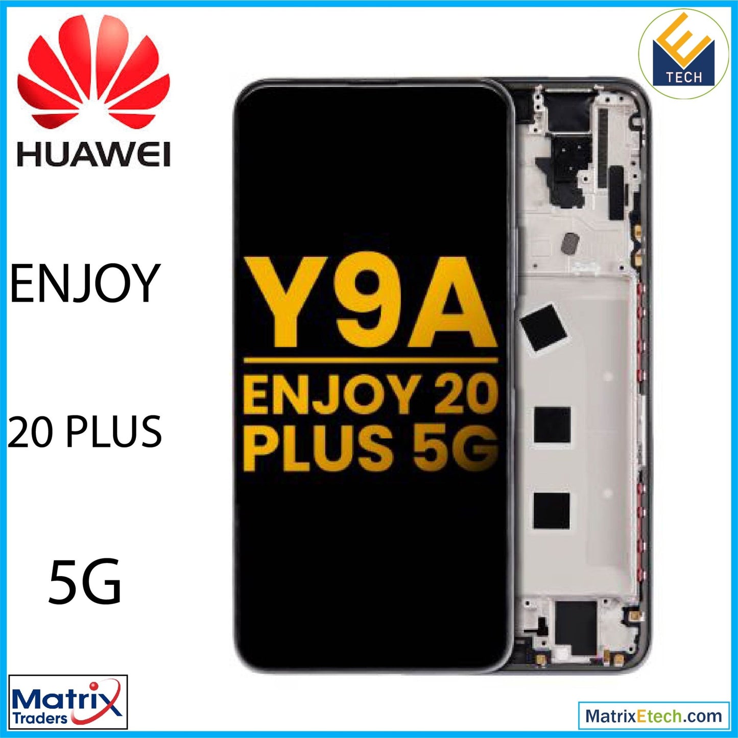 Huawei Enjoy 20 Plus 5G LCD Assembly With Frame (Refurbished) (Black) - Matrix Traders