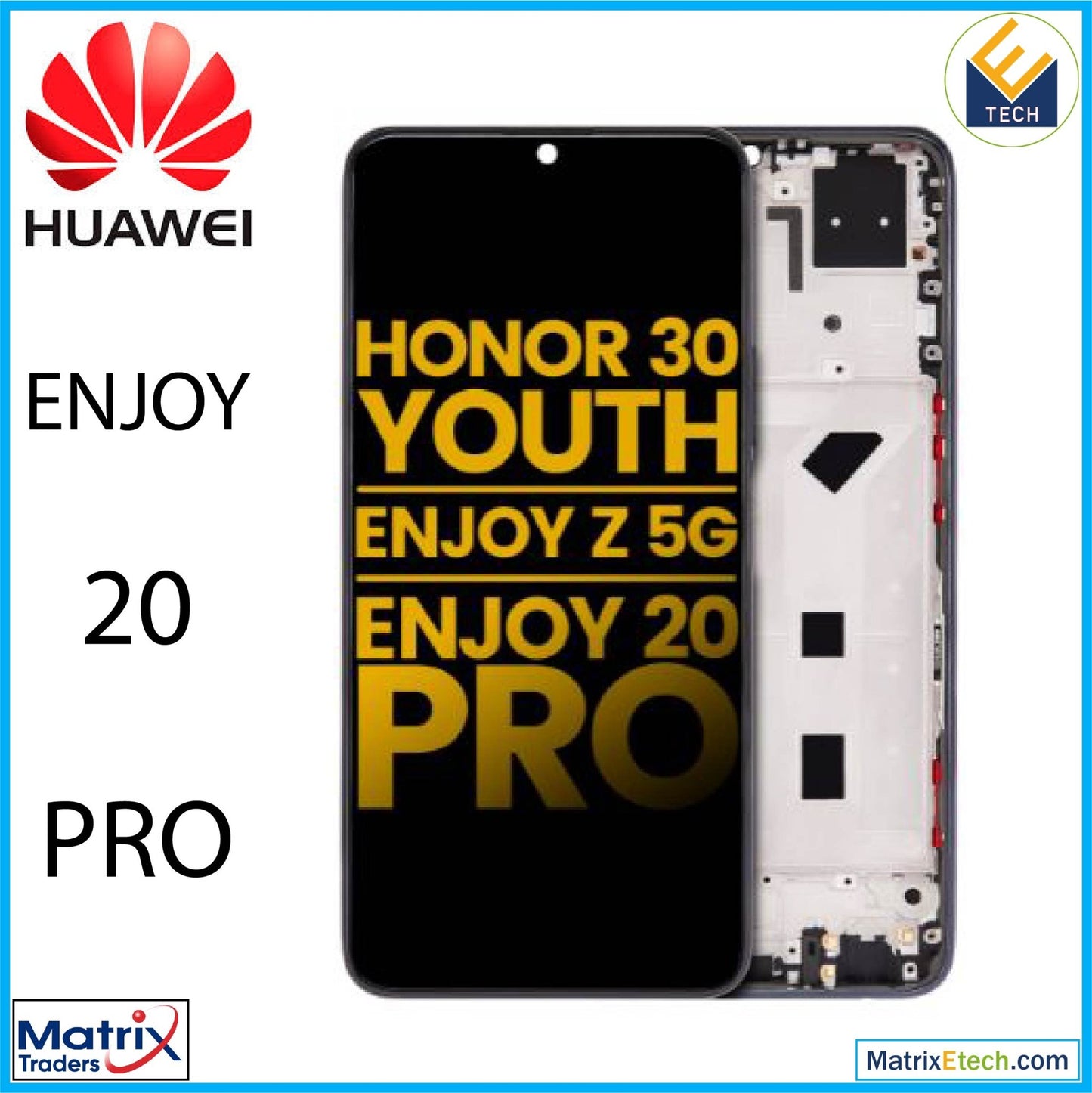 Huawei Enjoy 20 Pro LCD Assembly With Frame (Refurbished) (Magic Night Black) - Matrix Traders