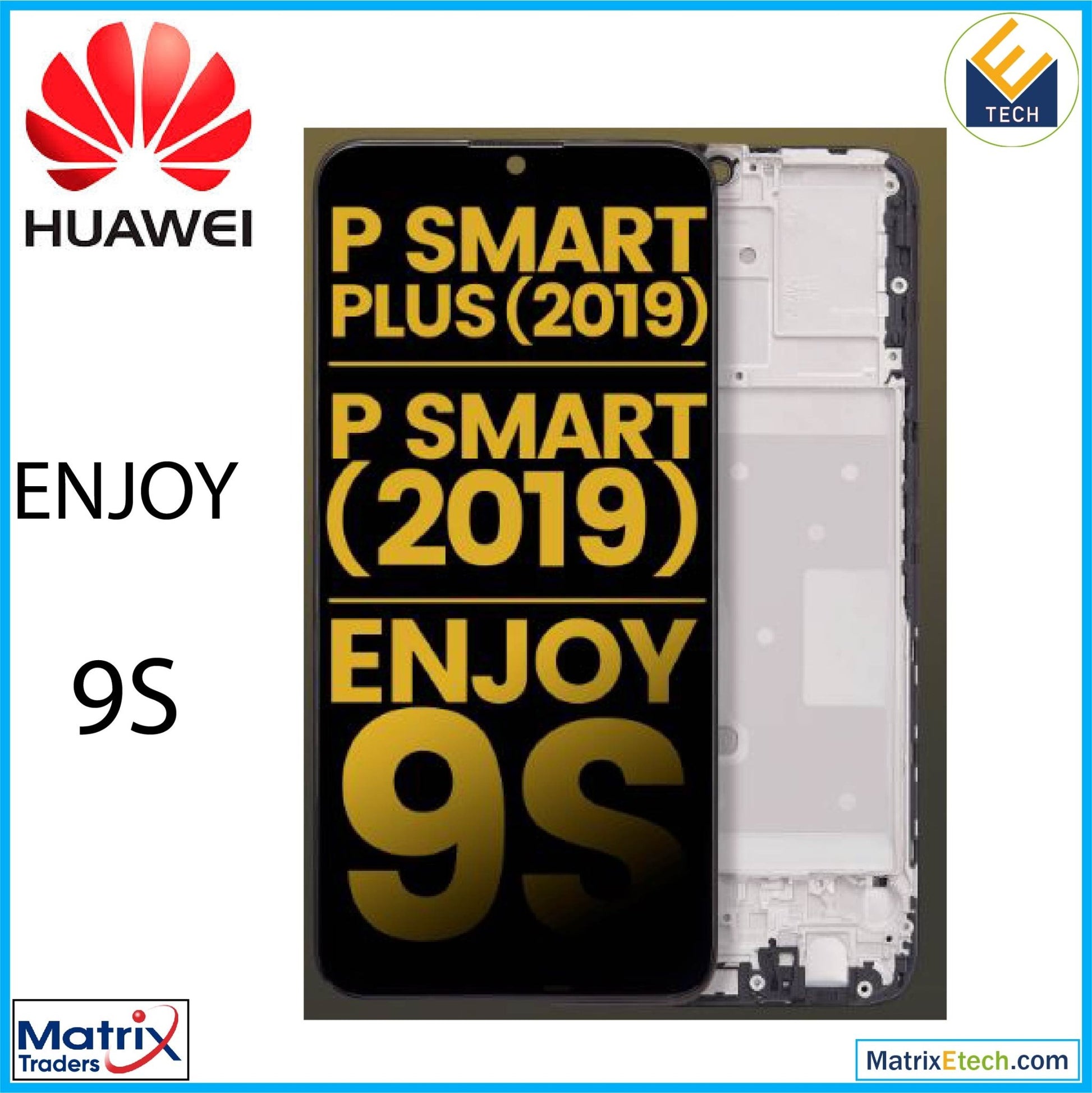 Huawei Enjoy 9S LCD Assembly With Frame (Refurbished) (Black) - Matrix Traders