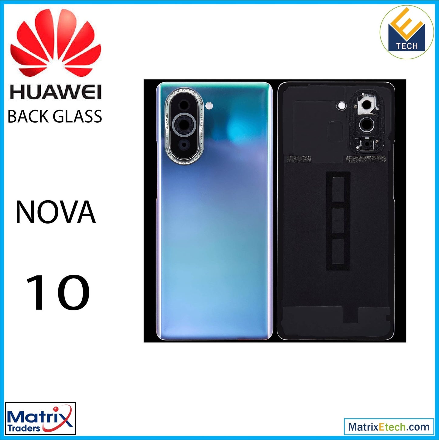 Huawei Nova 10 Back cover Glass With Camera Lens (Violet) - Matrix Traders