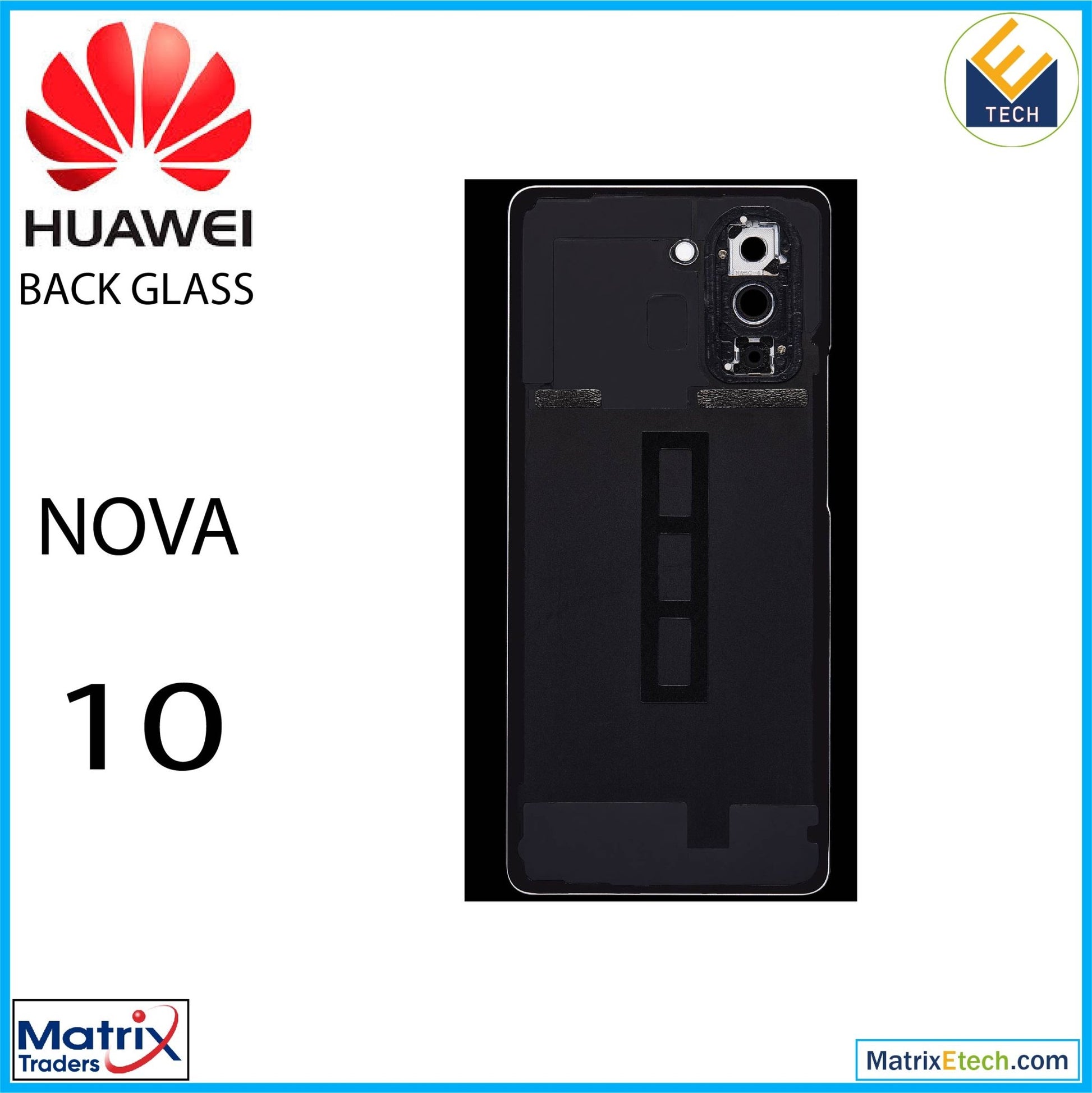 Huawei Nova 10 Back cover Glass With Camera Lens (Violet) - Matrix Traders