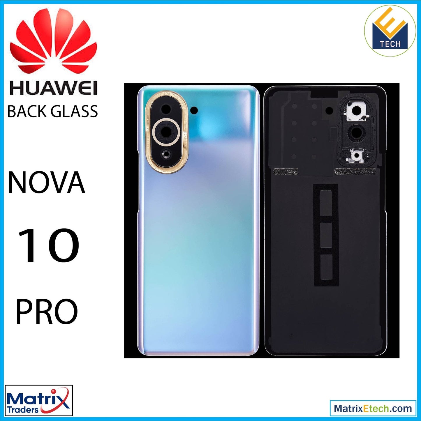 Huawei Nova 10 Pro Back cover Glass With Camera Lens (Violet) - Matrix Traders