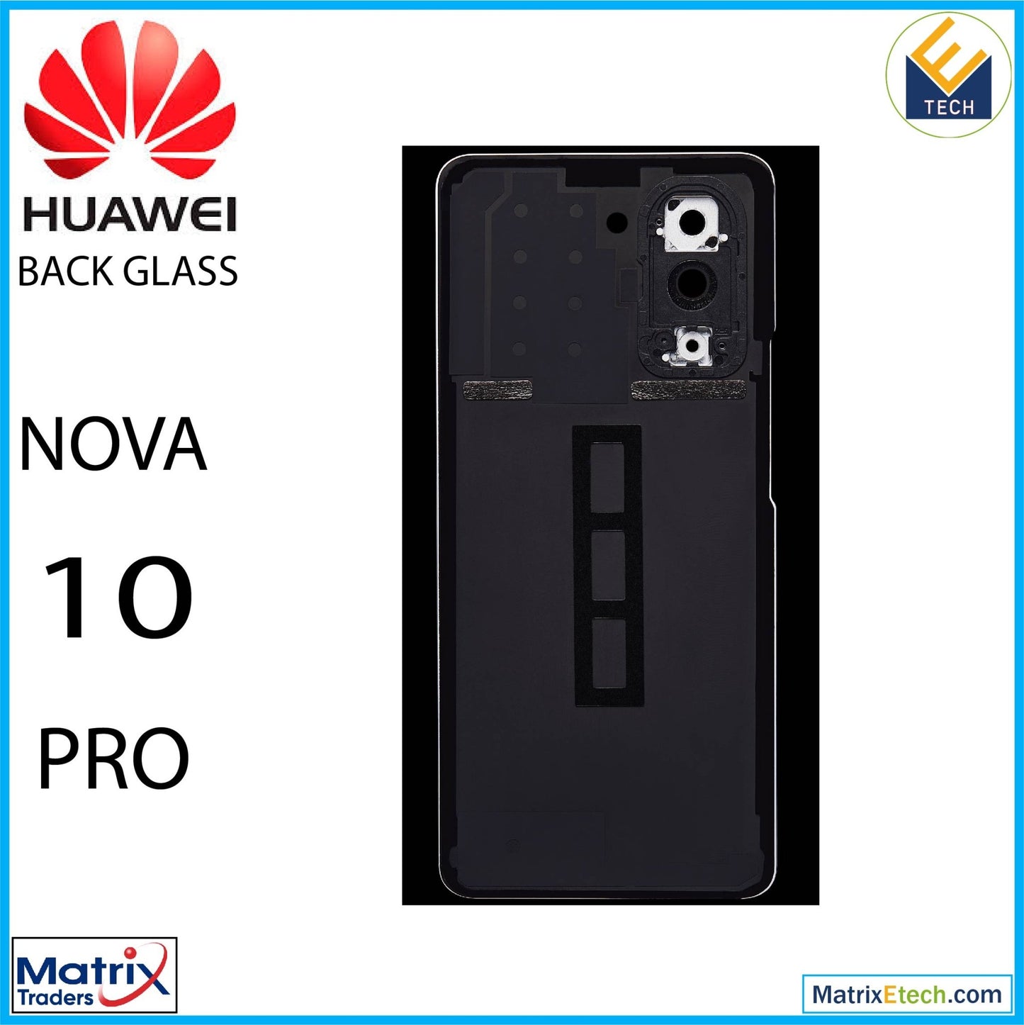 Huawei Nova 10 Pro Back cover Glass With Camera Lens (Violet) - Matrix Traders