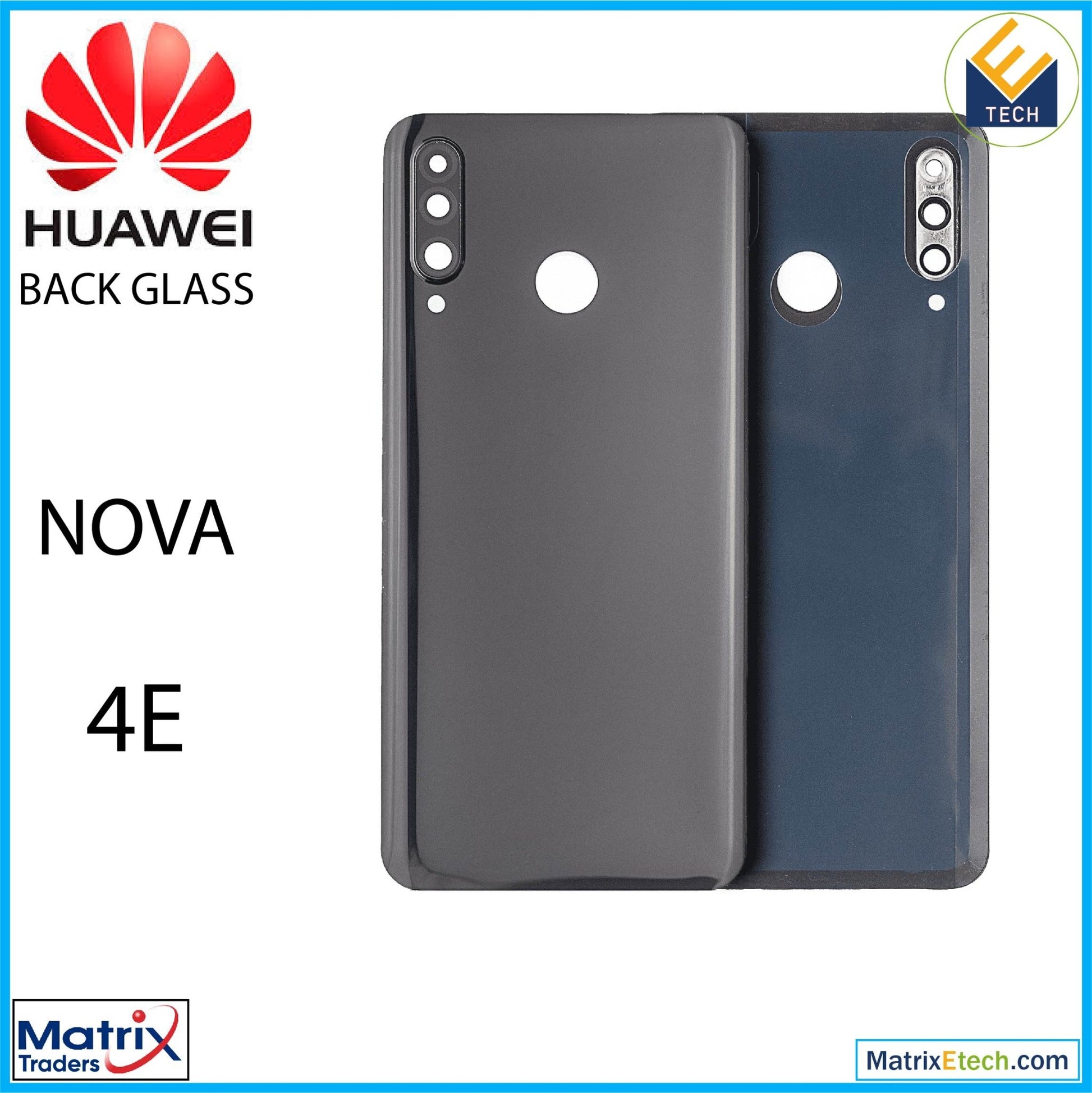 Huawei Nova 4E Back cover Glass With Camera Lens (6GB RAM Without Logo) (Midnight Black) - Matrix Traders