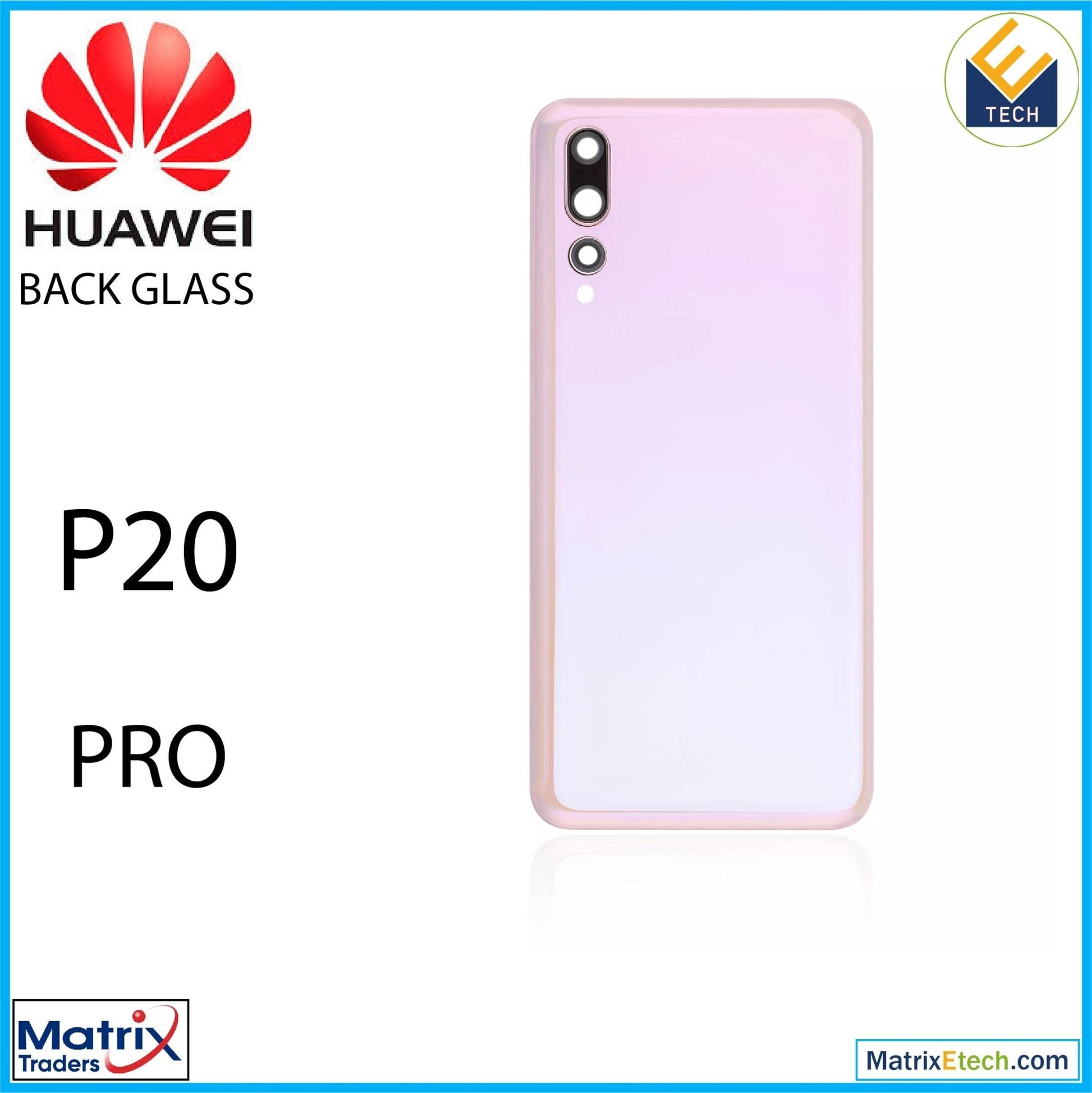 Huawei P20 Pro Back cover Glass With Camera Lens (Rose Gold) - Matrix Traders