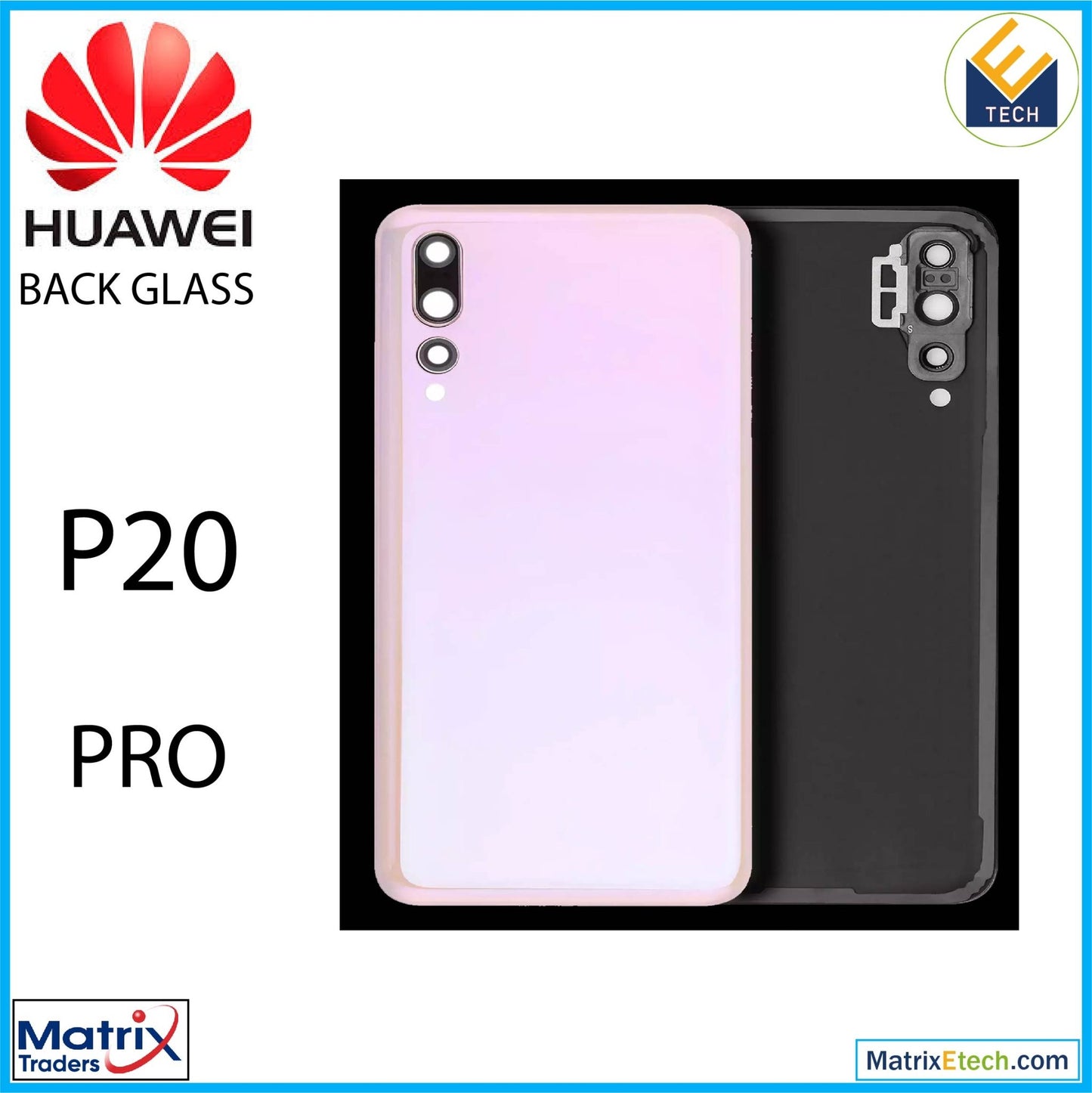 Huawei P20 Pro Back cover Glass With Camera Lens (Rose Gold) - Matrix Traders