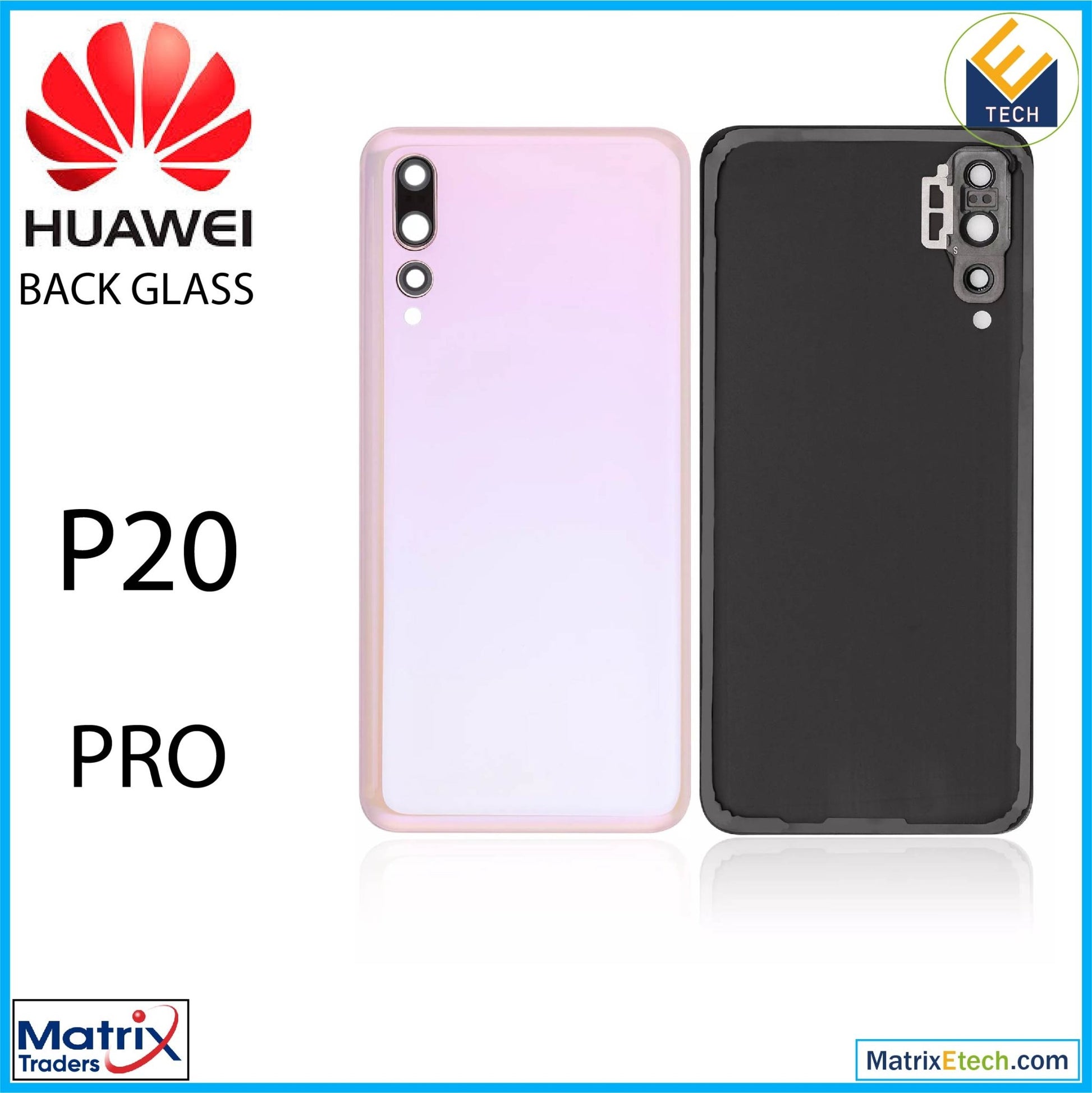 Huawei P20 Pro Back cover Glass With Camera Lens (Rose Gold) - Matrix Traders