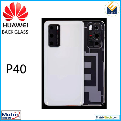 Huawei P40 Back cover Glass With Camera Lens (Ice White) - Matrix Traders