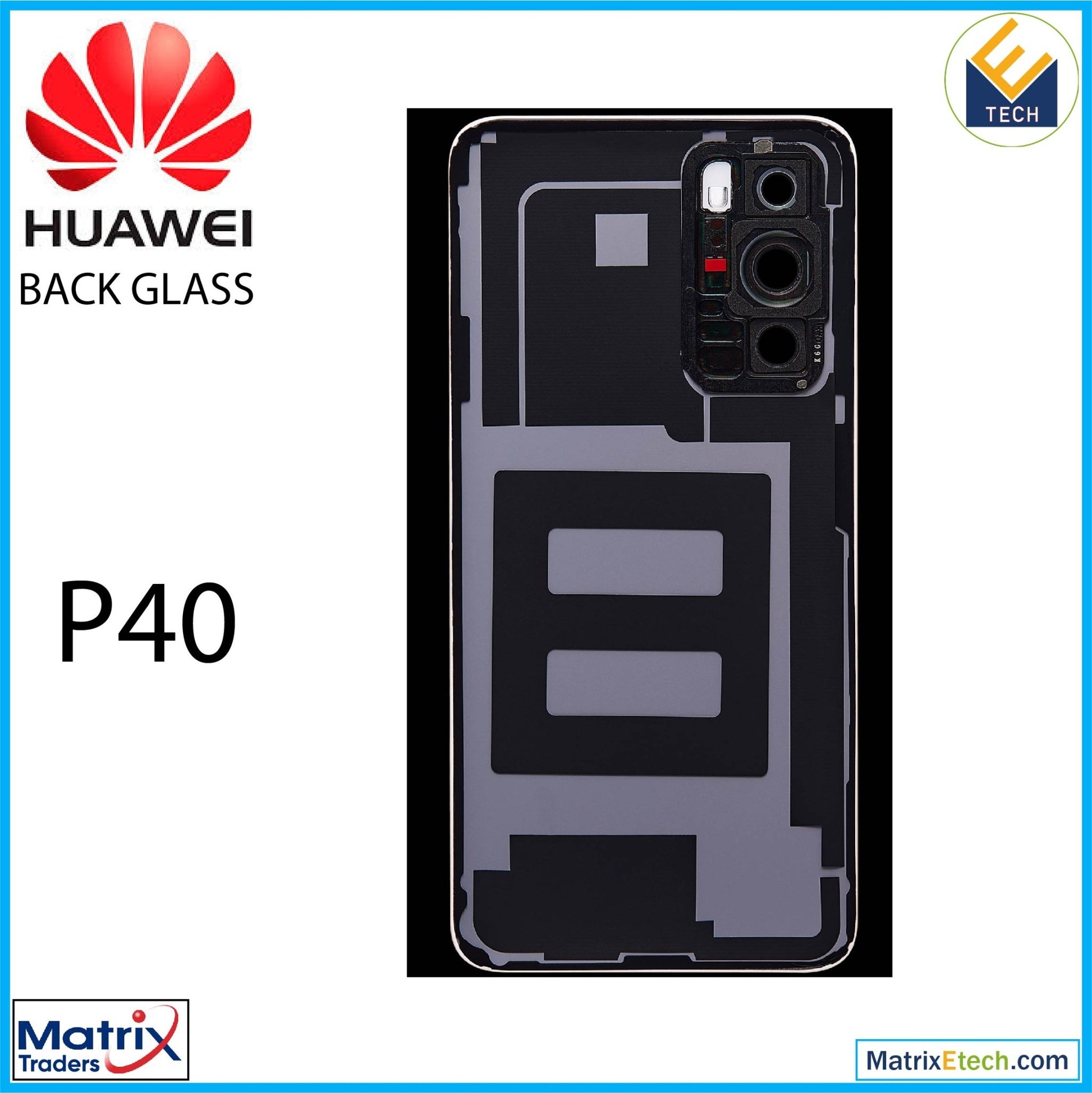 Huawei P40 Back cover Glass With Camera Lens (Silver Frost) - Matrix Traders