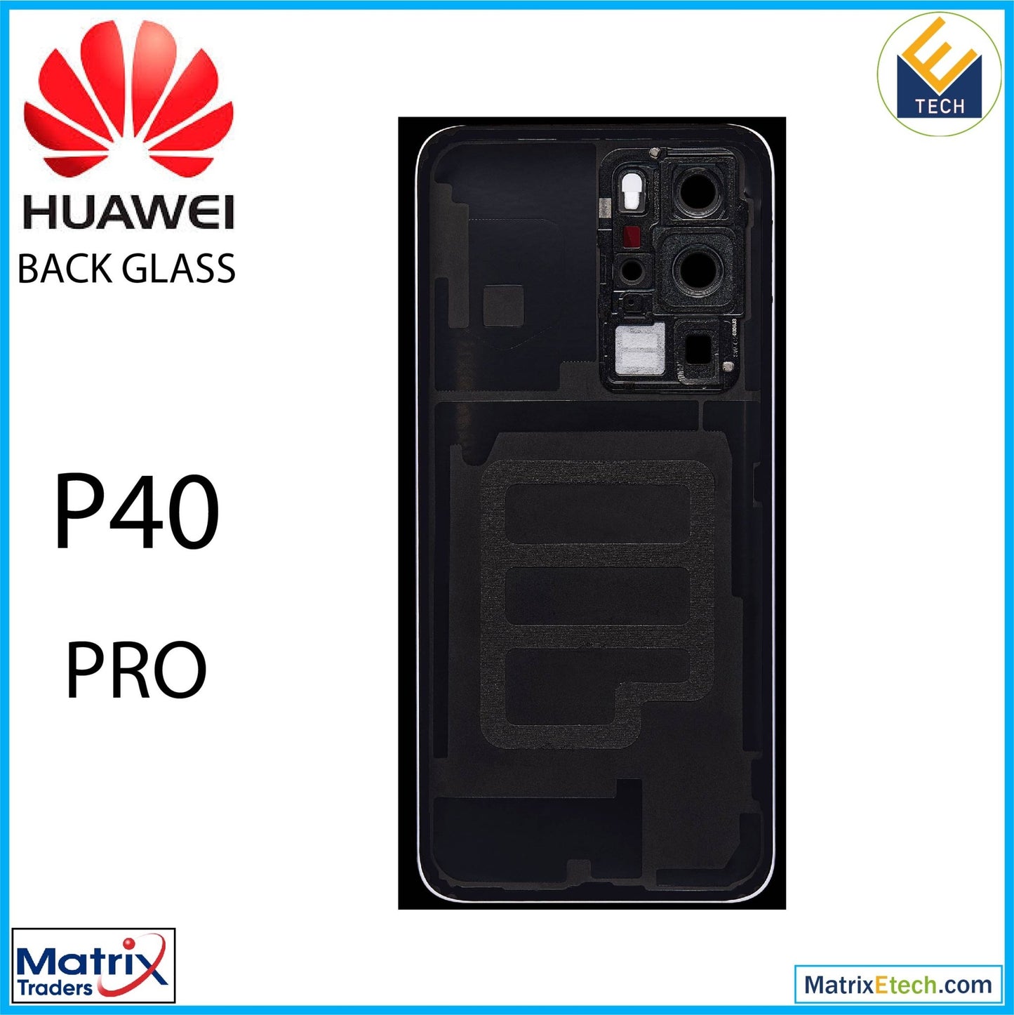 Huawei P40 Pro Back cover Glass With Camera Lens (Deep Sea Blue) - Matrix Traders