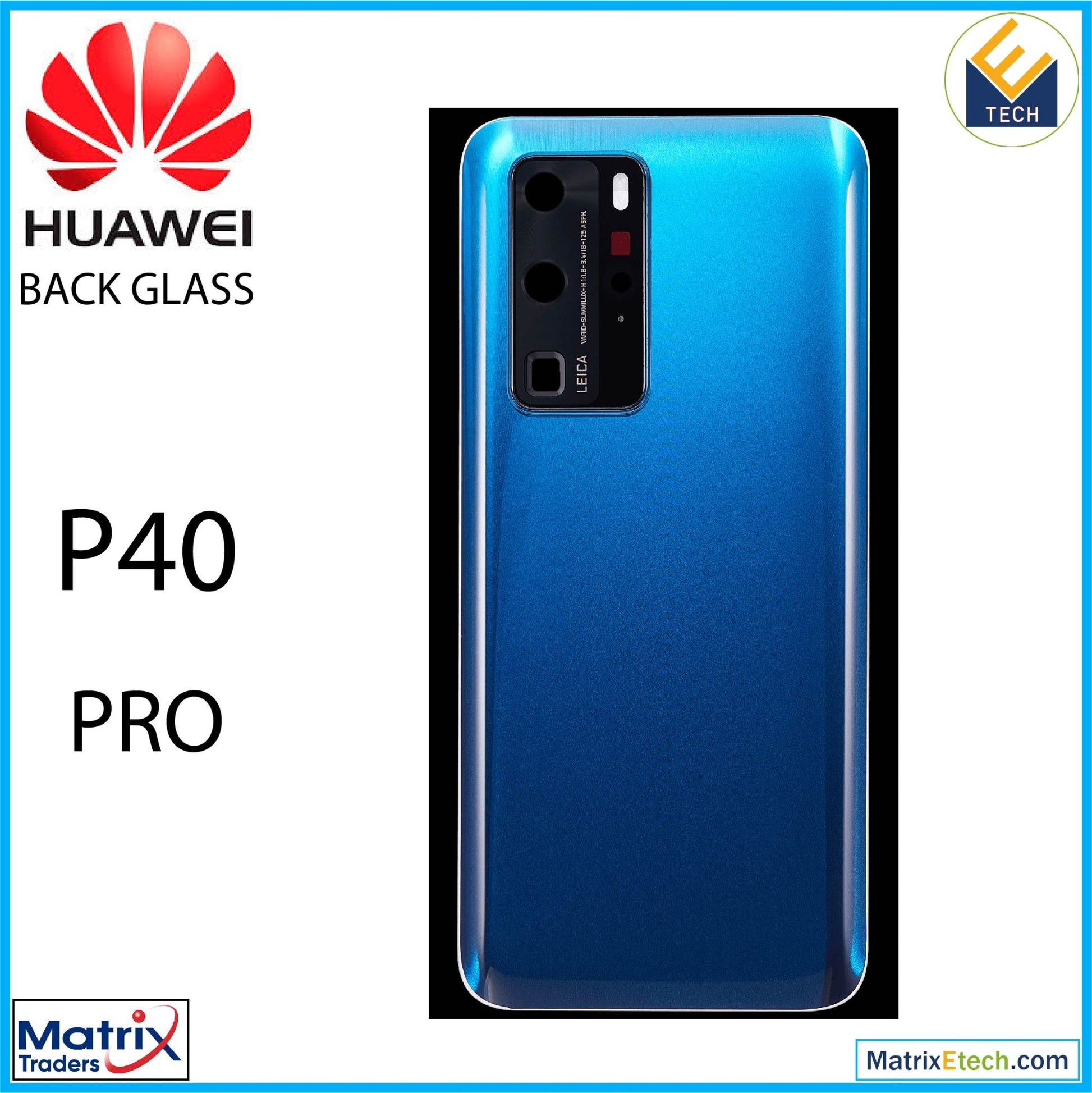 Huawei P40 Pro Back cover Glass With Camera Lens (Deep Sea Blue) - Matrix Traders