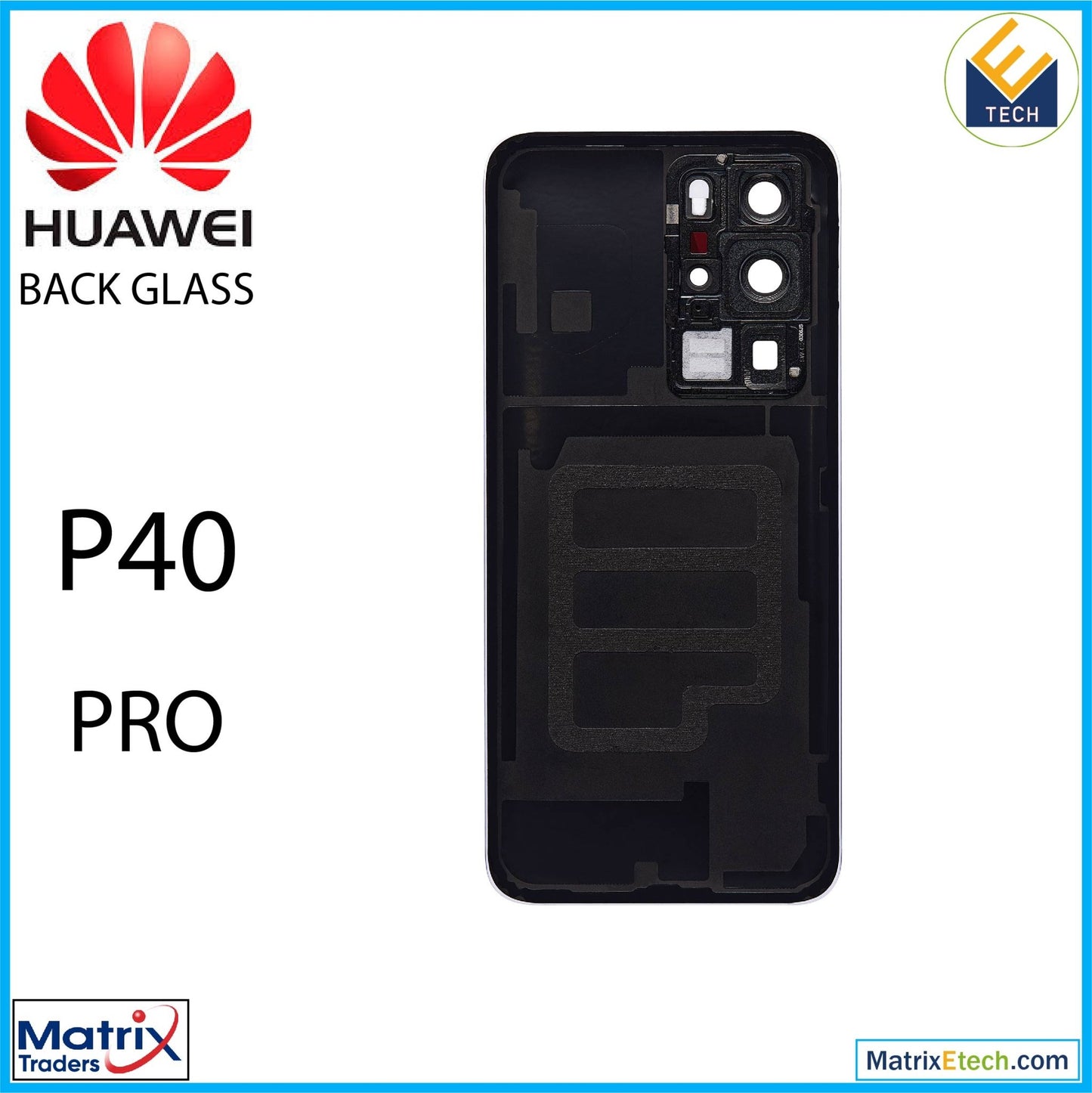 Huawei P40 Pro Back cover Glass With Camera Lens (Matte Silver) - Matrix Traders