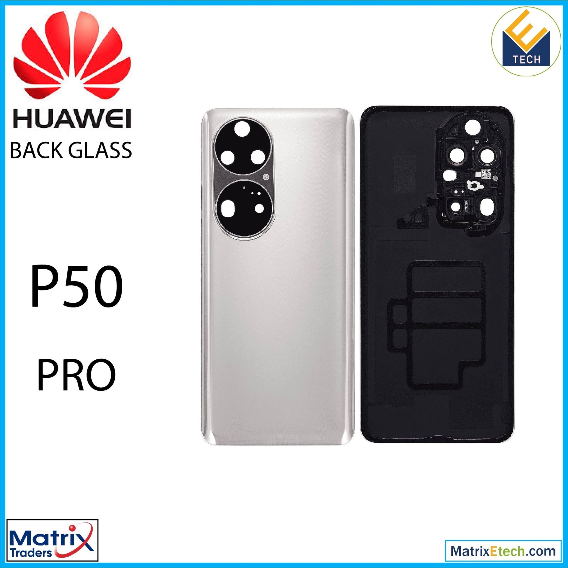 Huawei P50 Pro Back cover Glass With Camera Lens (Cocoa Gold) - Matrix Traders