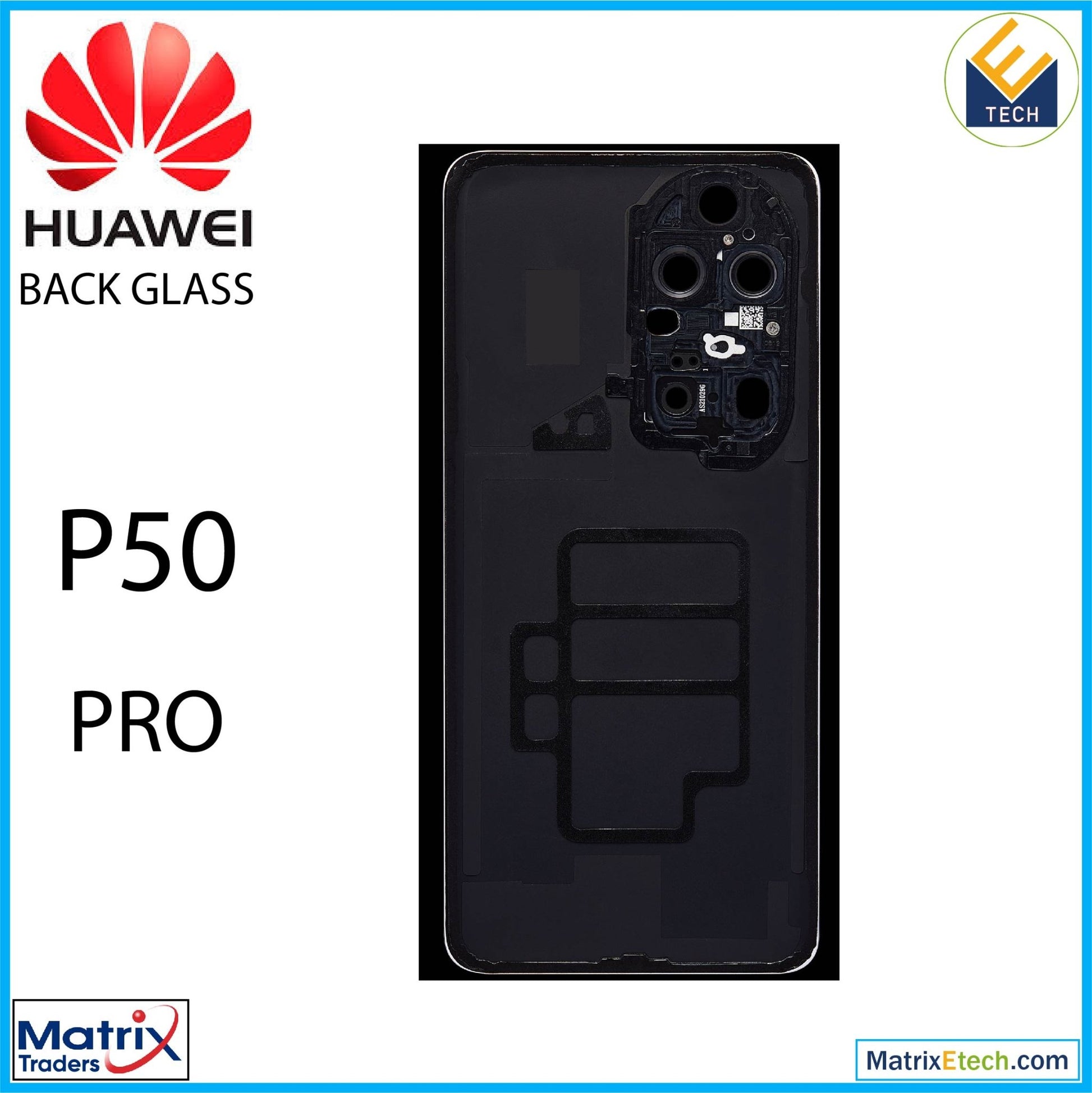 Huawei P50 Pro Back cover Glass With Camera Lens (Pearl White) - Matrix Traders