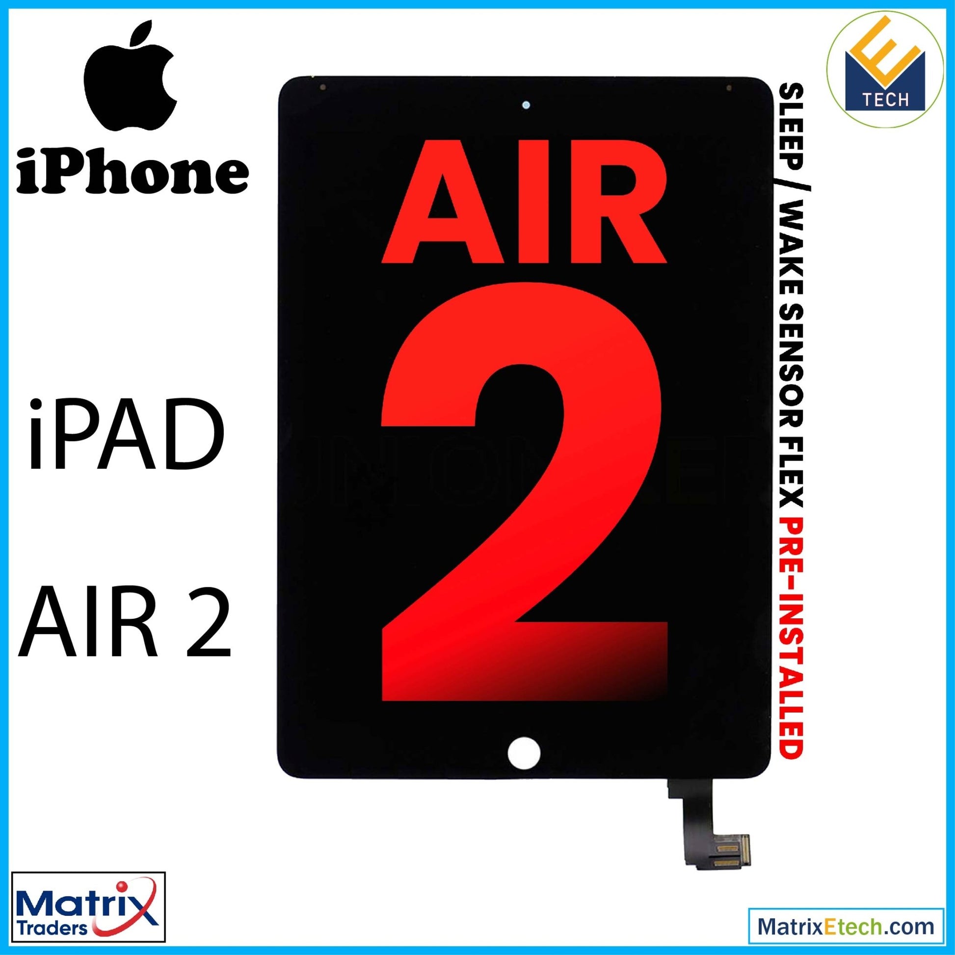 iPad Air 2 LCD Assembly With Digitizer (Aftermarket Plus) (Black) - Matrix Traders