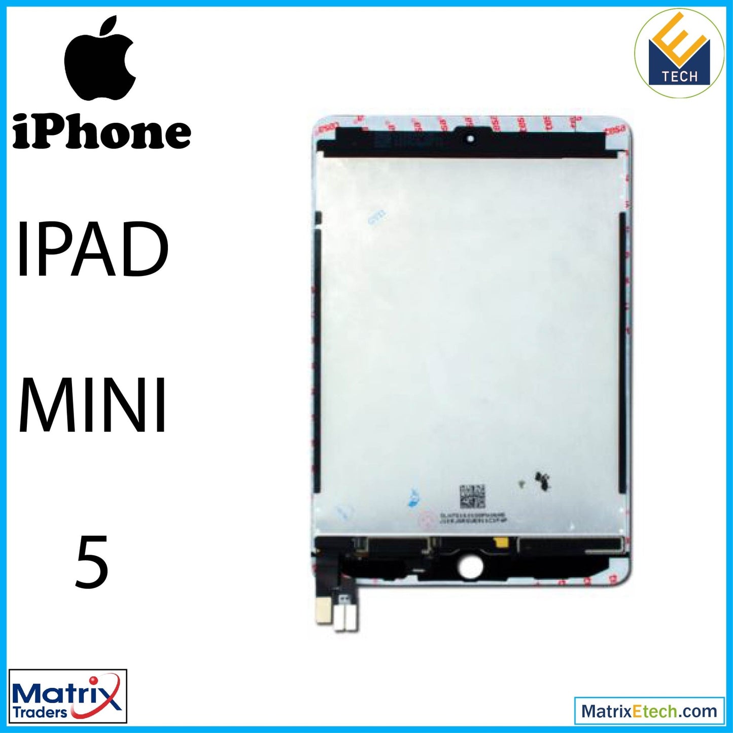 iPad Mini 5 LCD Assembly With Digitizer (Sleep Wake Sensor Flex Pre - Installed) (Aftermarket Pro XO7) (Black) - Matrix Traders