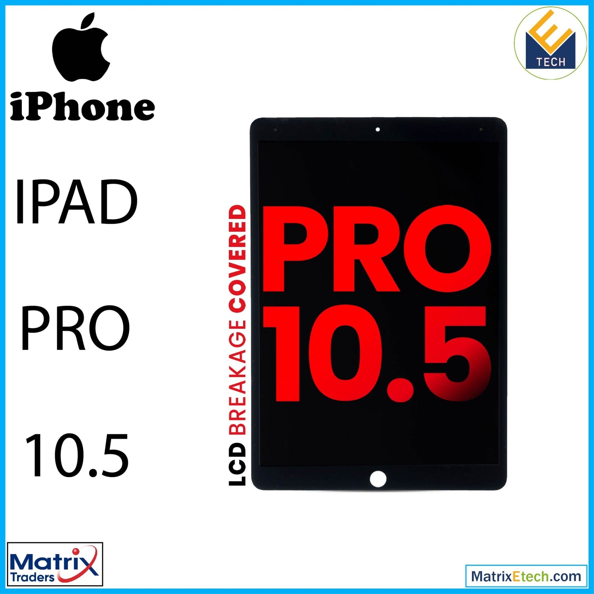 iPad Pro 10.5 LCD Assembly With Digitizer (Aftermarket Pro XO7 - 2) (Black) - Matrix Traders