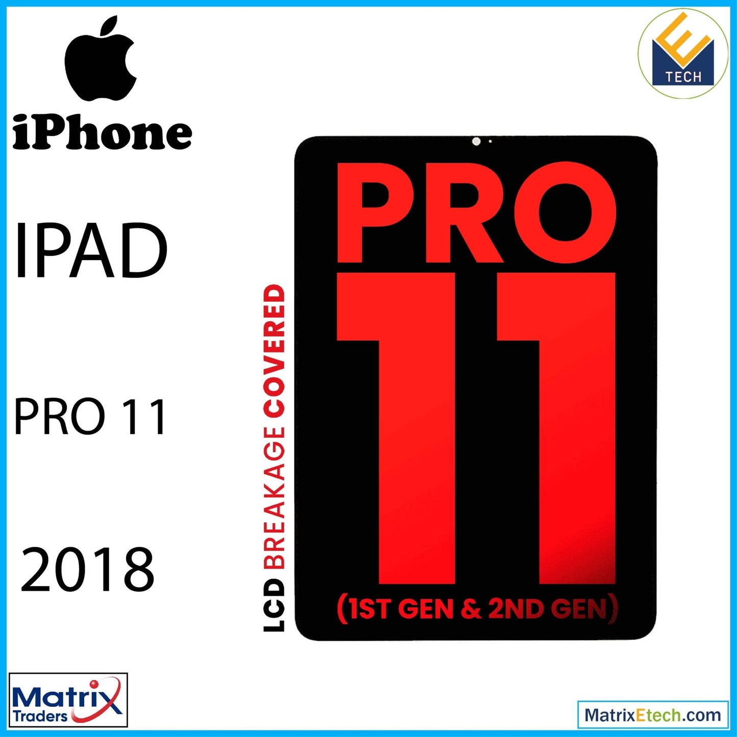 iPad Pro 11 1st Gen (2018) LCD Assembly With Digitizer (Aftermarket Pro XO7) (Black) - Matrix Traders