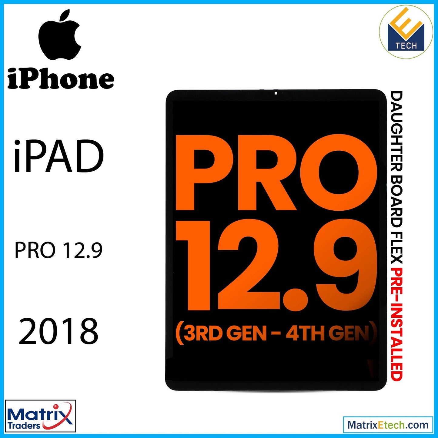 iPad Pro 12.9 3rd Gen (2018) LCD Assembly With Digitizer (Blemish Grade A) (All Colors) - Matrix Traders