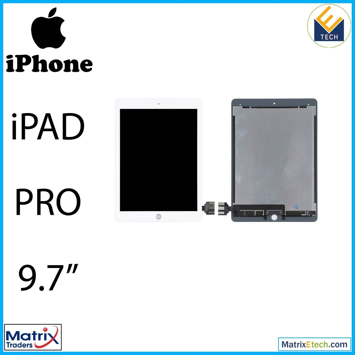 iPad Pro 9.7 LCD Assembly With Digitizer (Premium) (White) - Matrix Traders