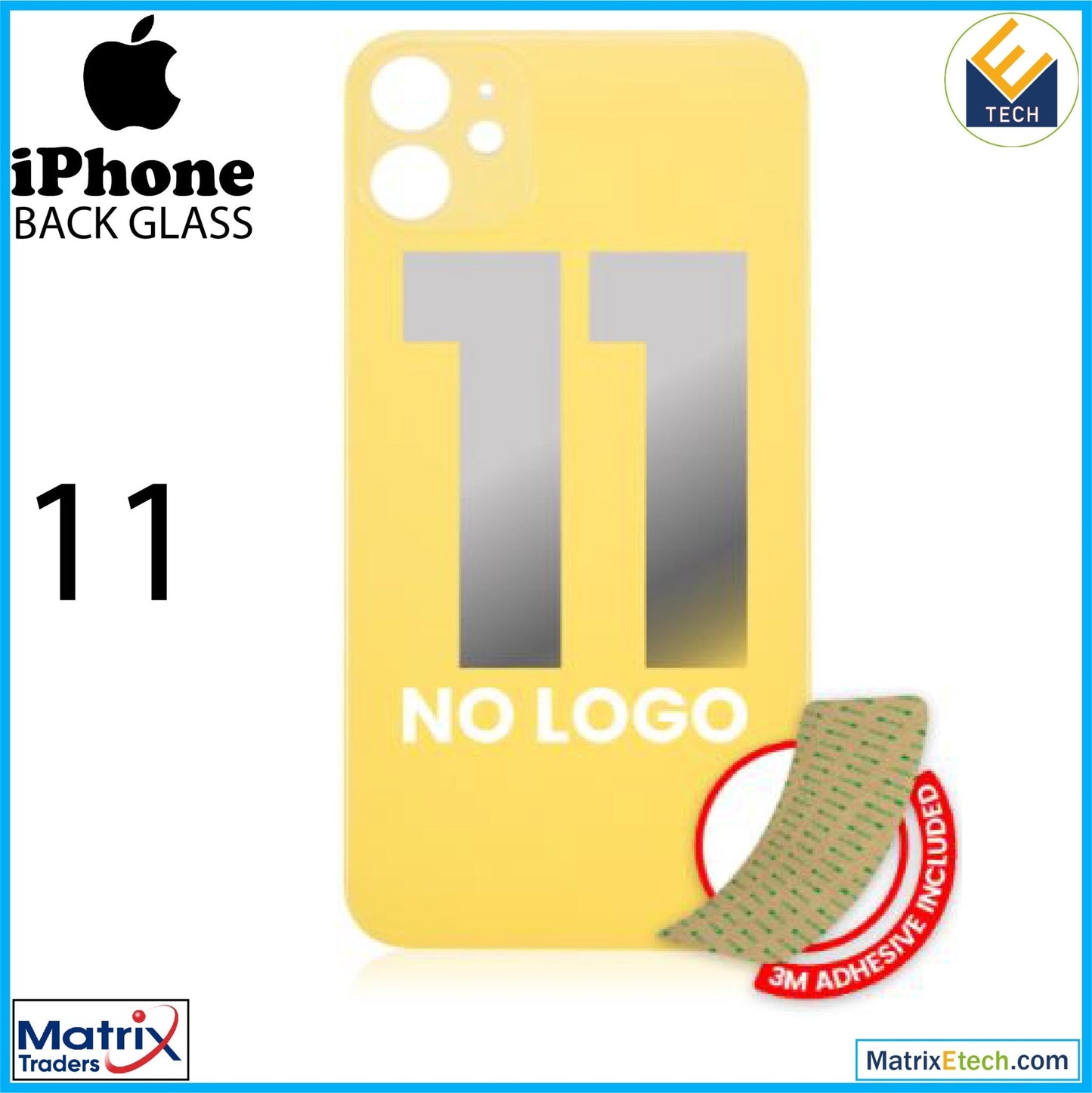 iPhone 11 Back Glass With 3M Adhesive (Normal) - Matrix Traders