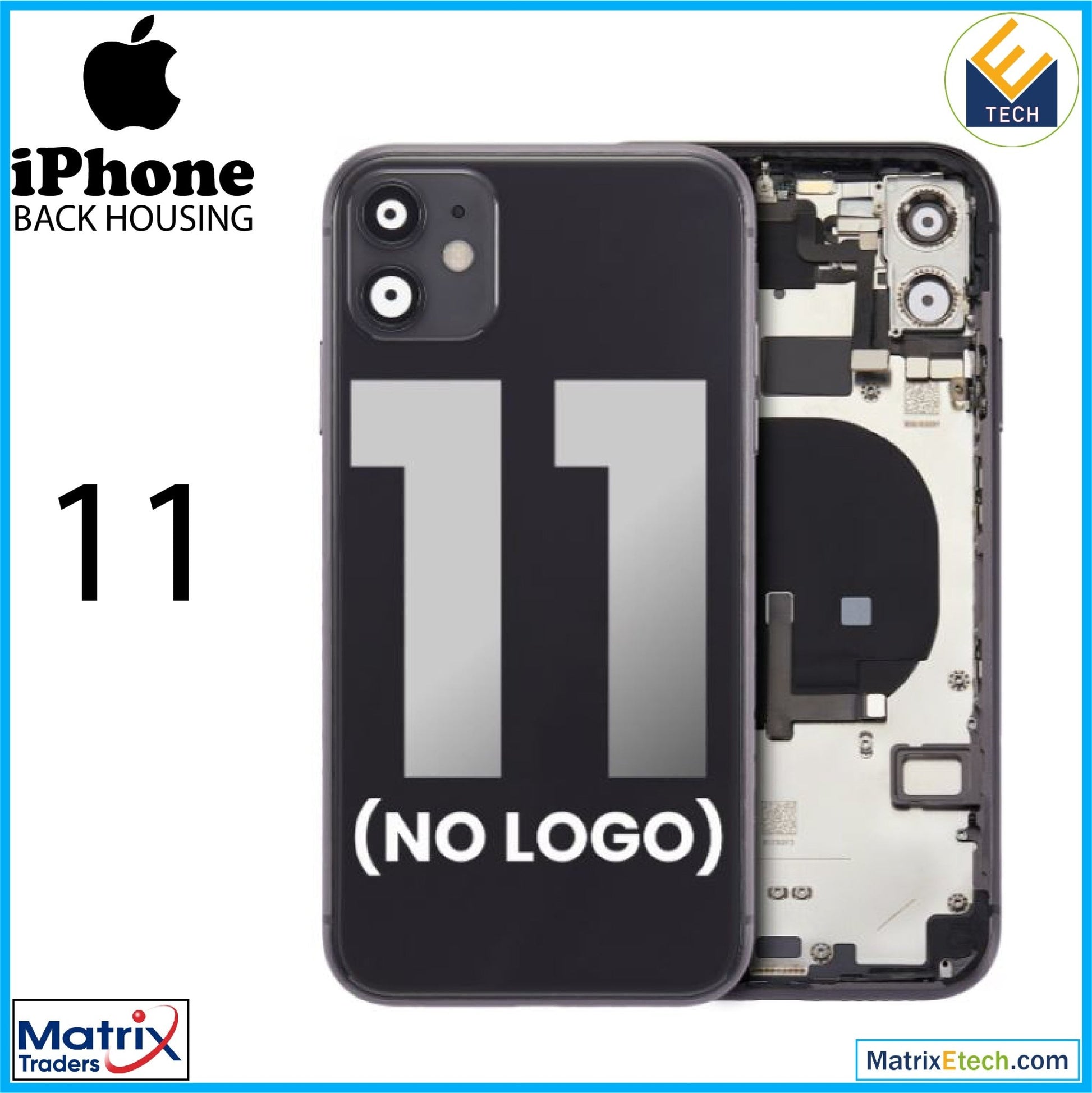 iPhone 11 Back Housing W Small Components Pre - Installed (Aftermarket Plus) - Matrix Traders