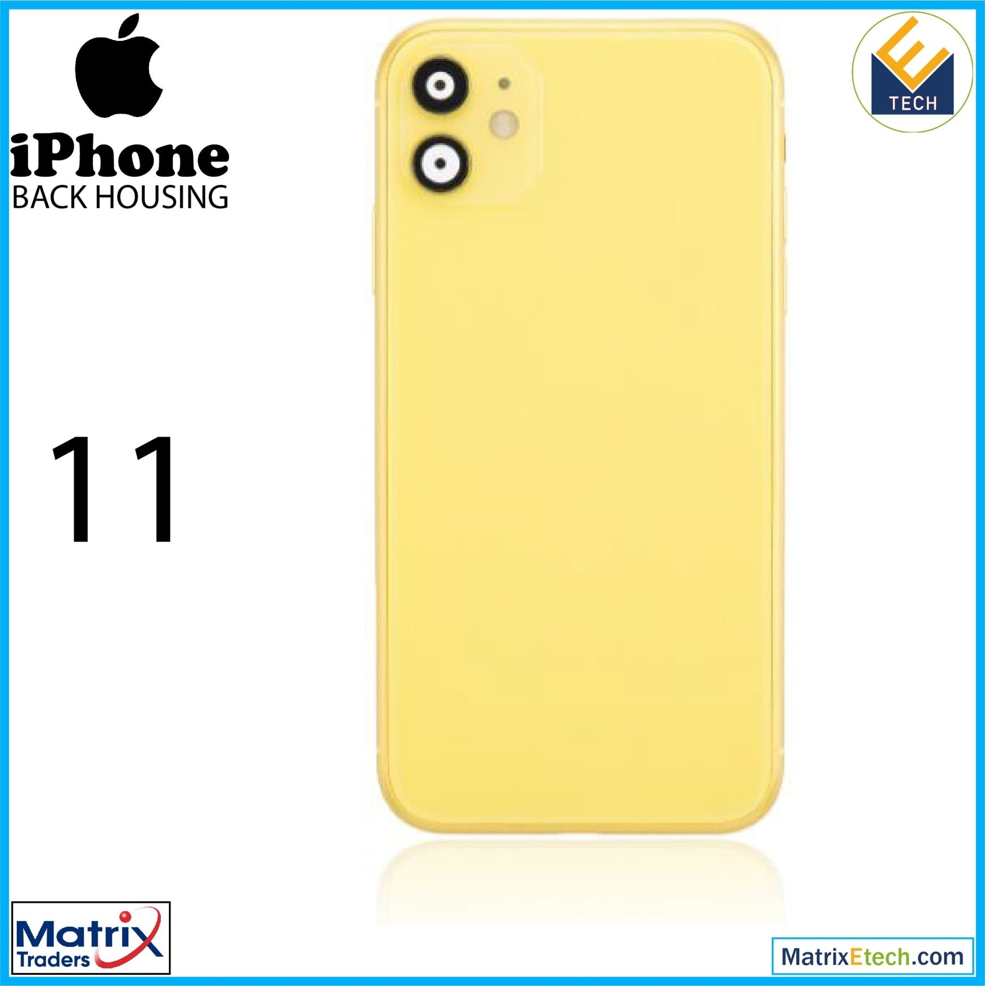 iPhone 11 Back Housing W Small Components Pre - Installed (Aftermarket Plus) - Matrix Traders