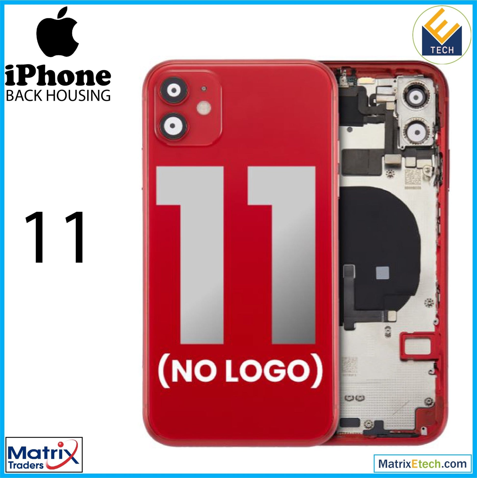 iPhone 11 Back Housing W Small Components Pre - Installed (Aftermarket Plus) - Matrix Traders